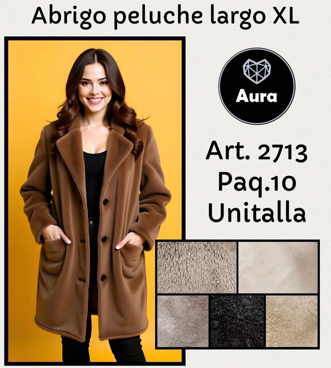 Abrigo de peluche largo-2713