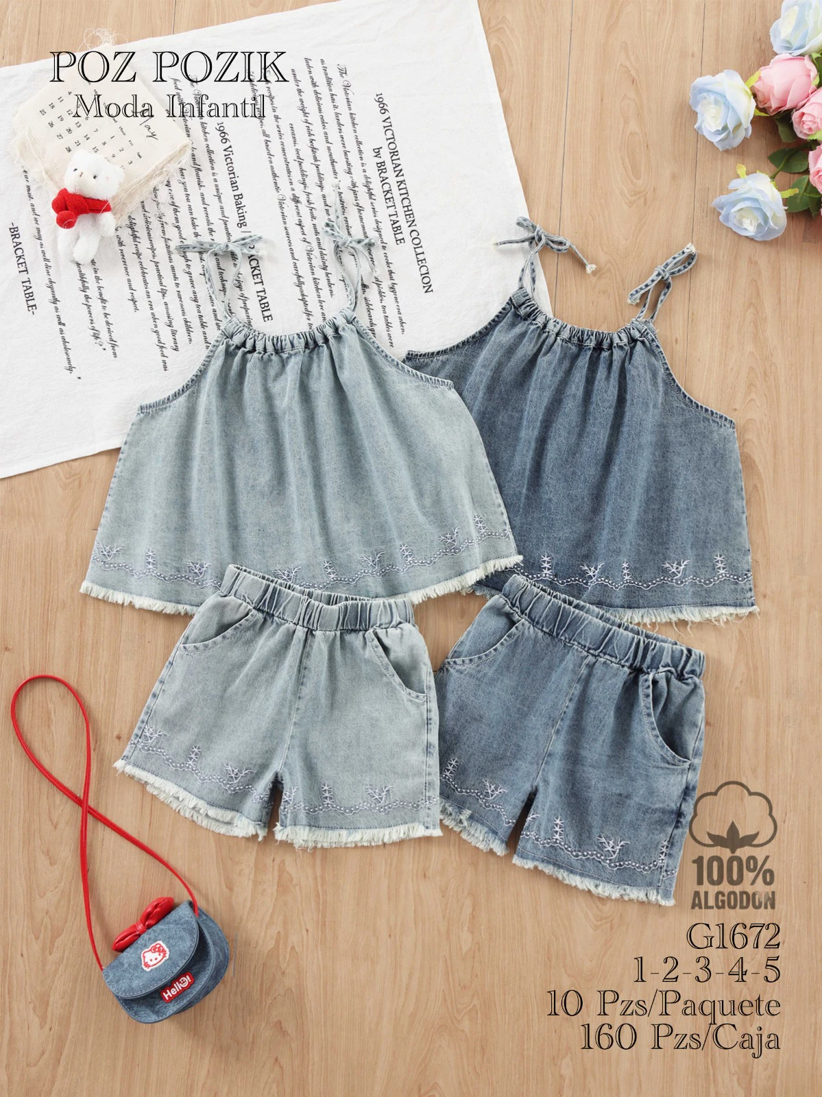 Conjunto de Top y Shorts de Mezclilla para Niña-G1672