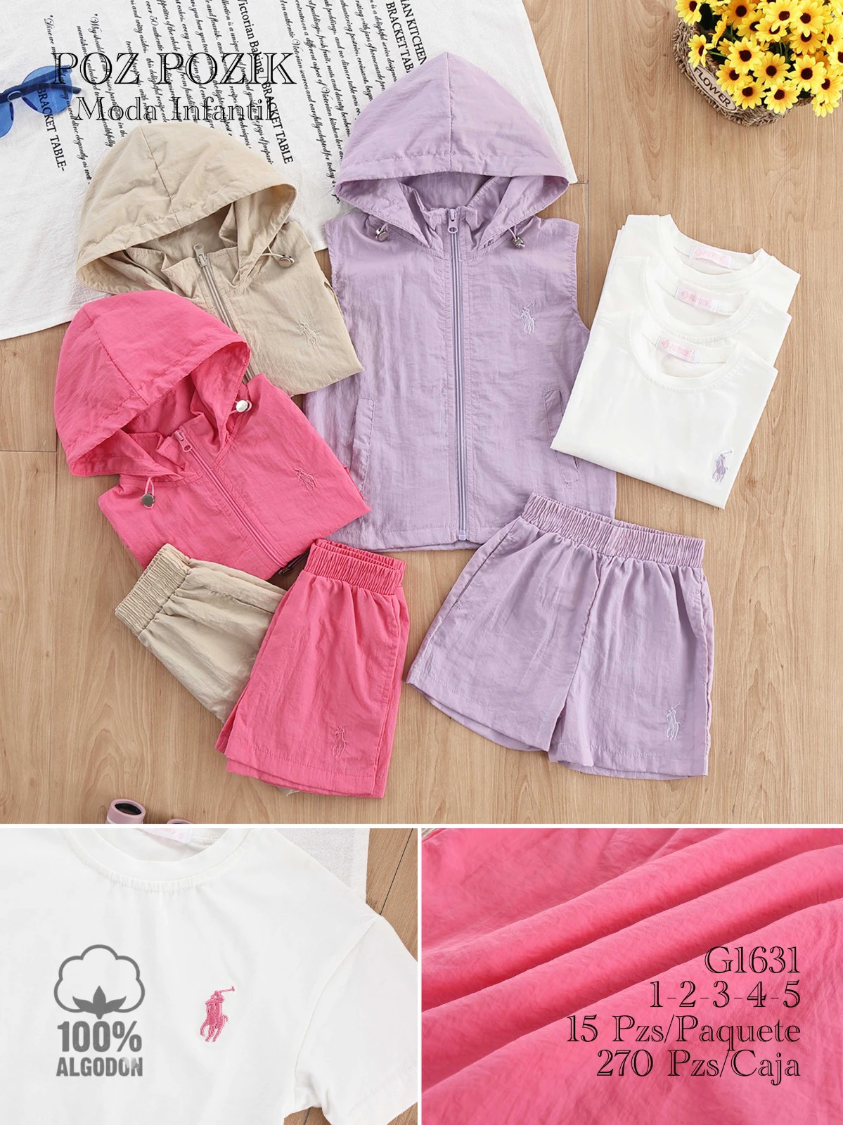 Conjunto de Chaleco con Capucha, Shorts y Playeras-G1631
