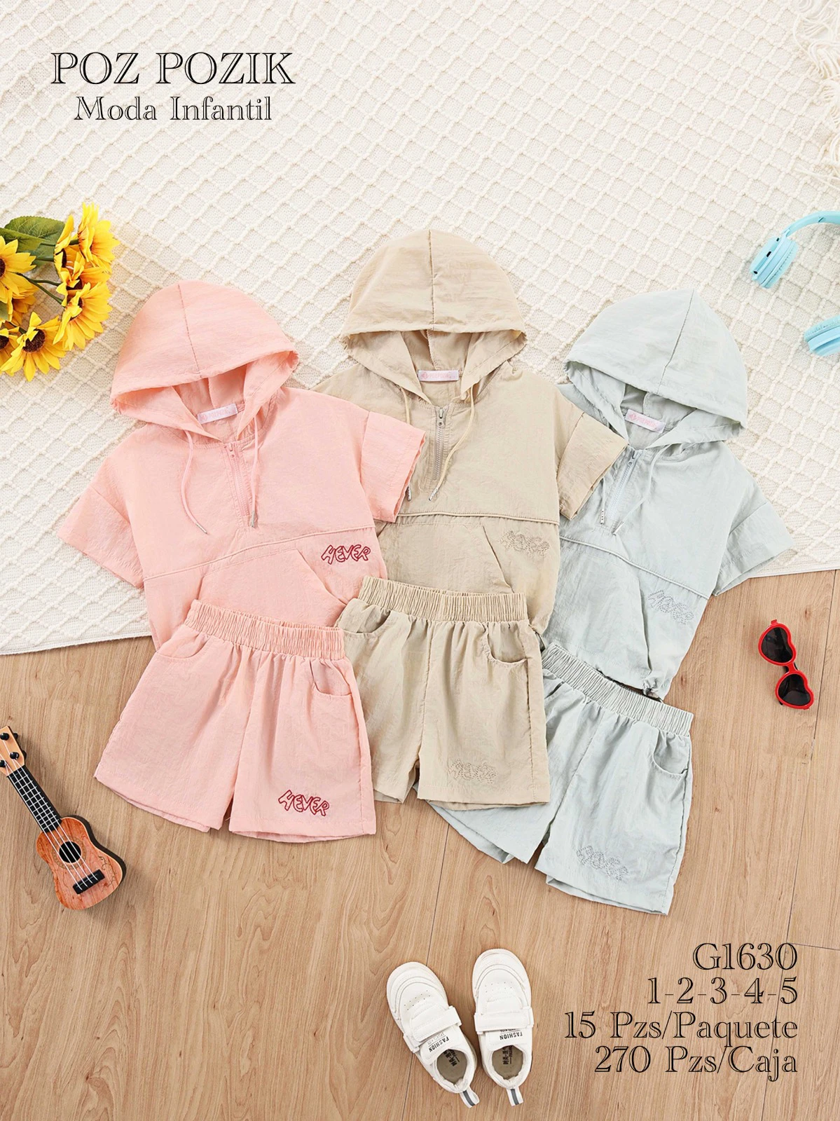 Conjunto de Sudadera con Capucha y Shorts para Niños-G1630