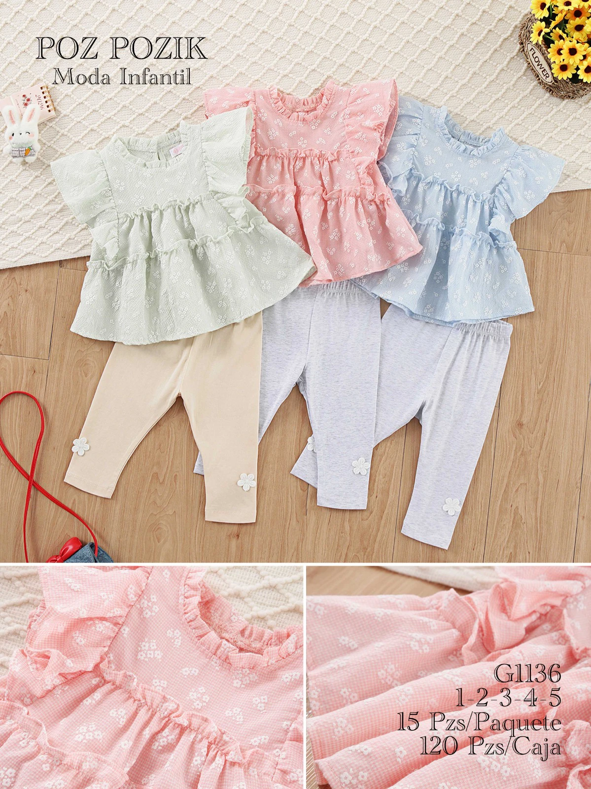 Conjunto de Blusa con Volantes y Leggings-G1136