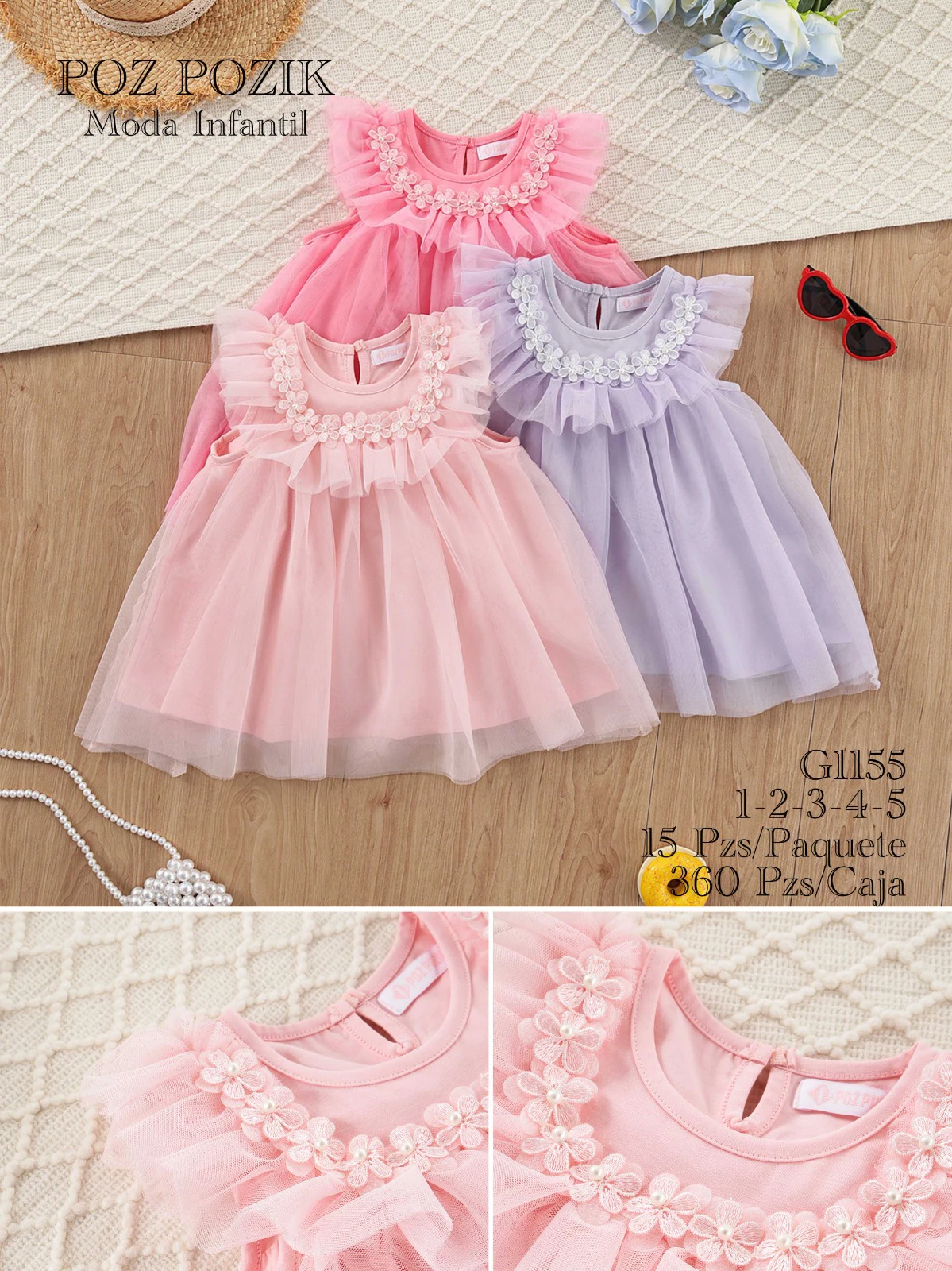 Vestidos de niña con detalle floral-G1155