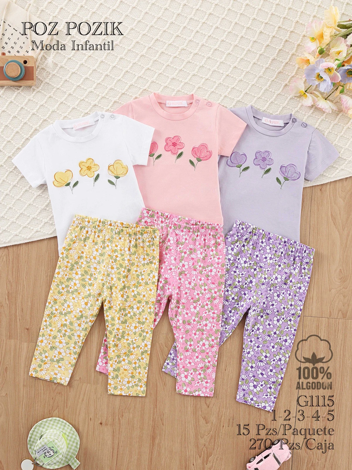 Conjunto de Playera de Manga Corta y Leggings Estampados-G1115
