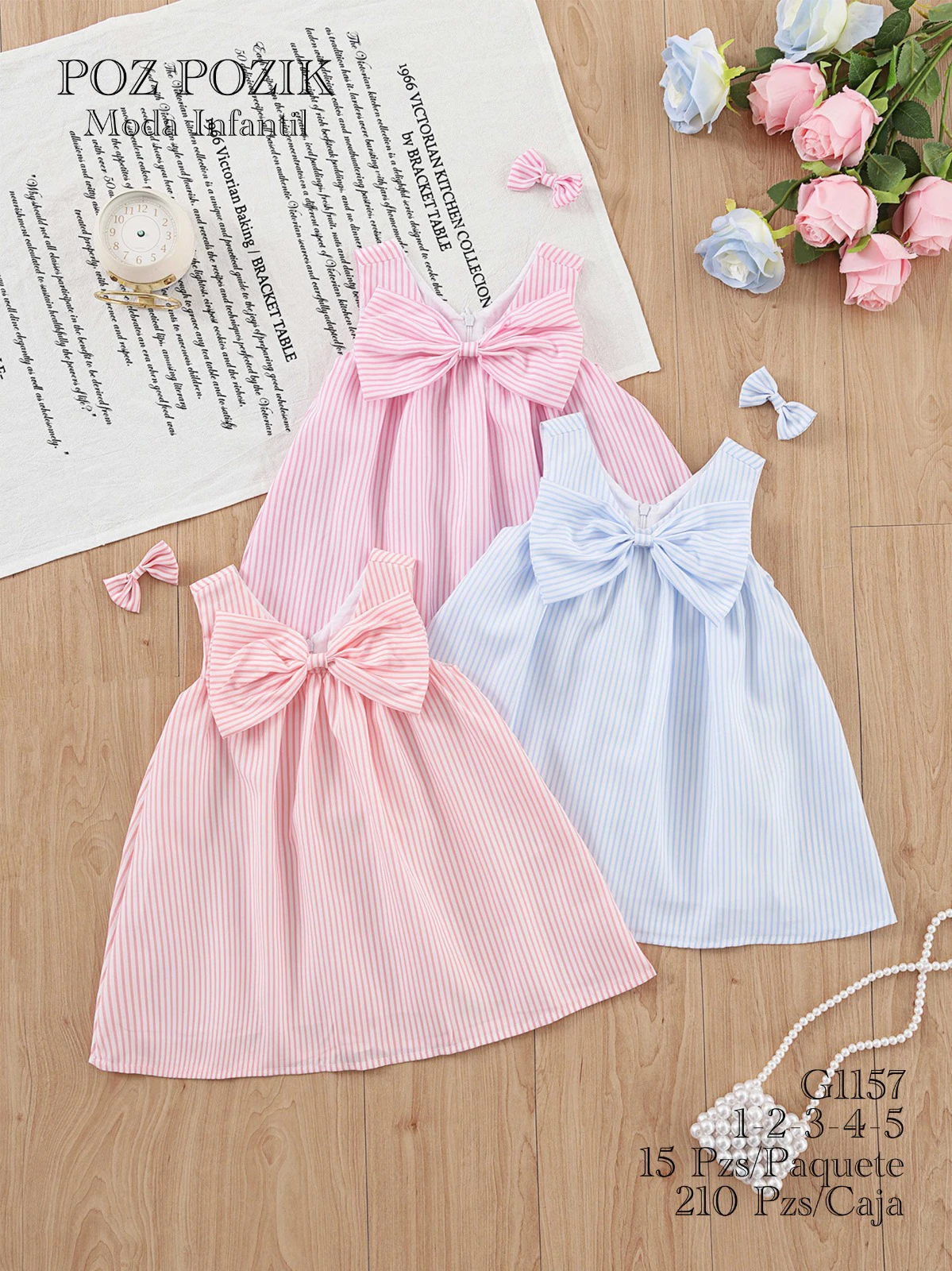 Vestido de rayas con lazo-G1157
