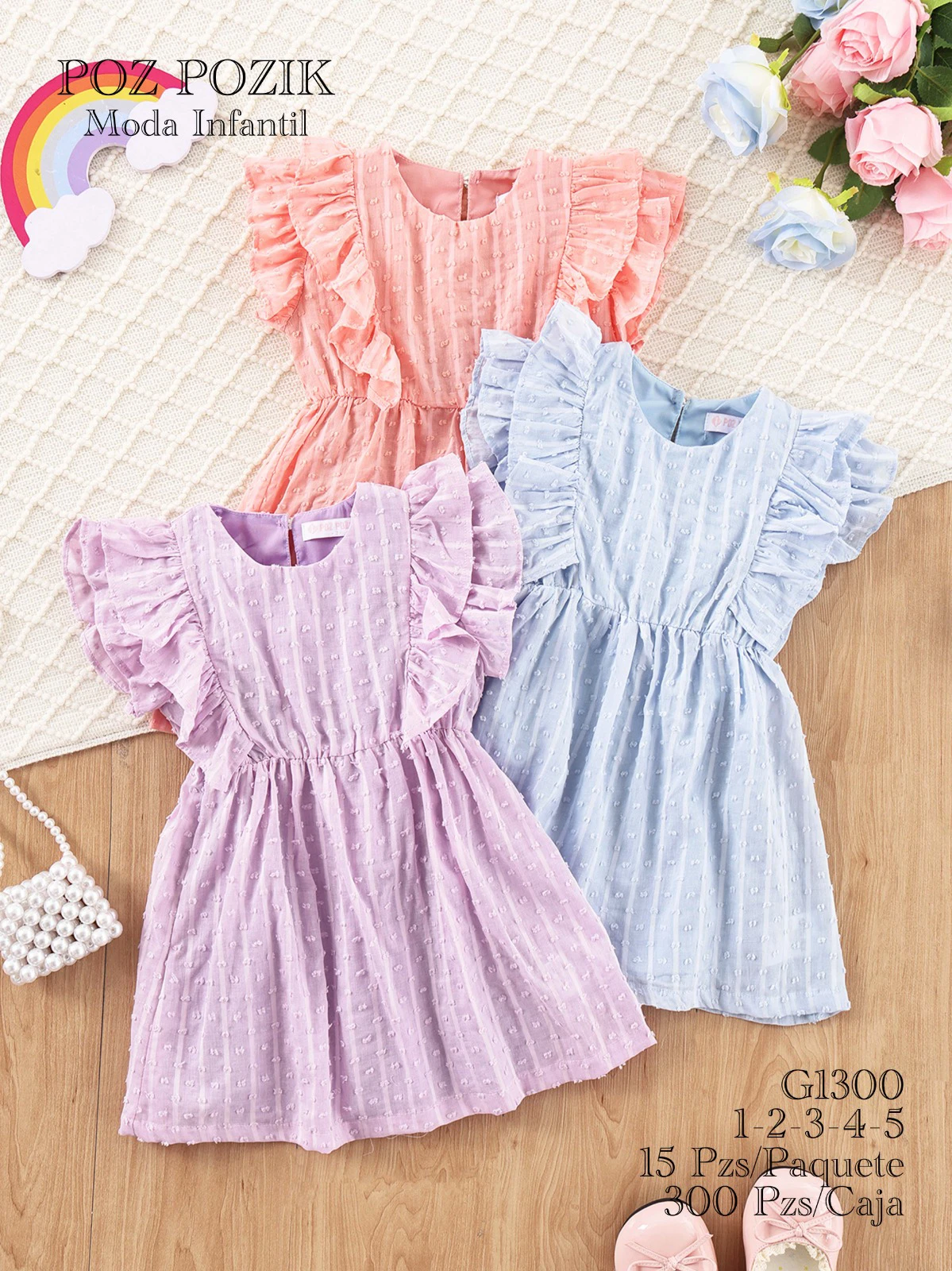 Vestidos de niña con volantes-G1300