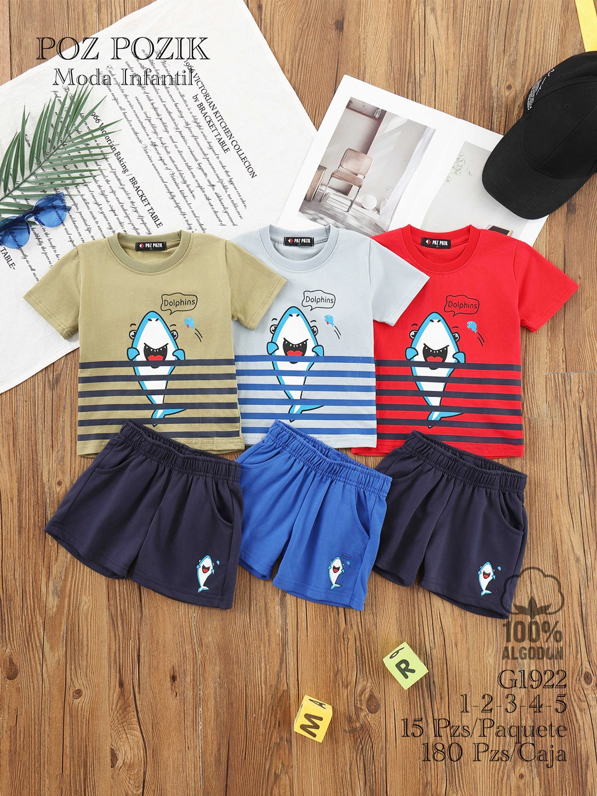Conjunto de camiseta y pantalón corto para niños-G1922