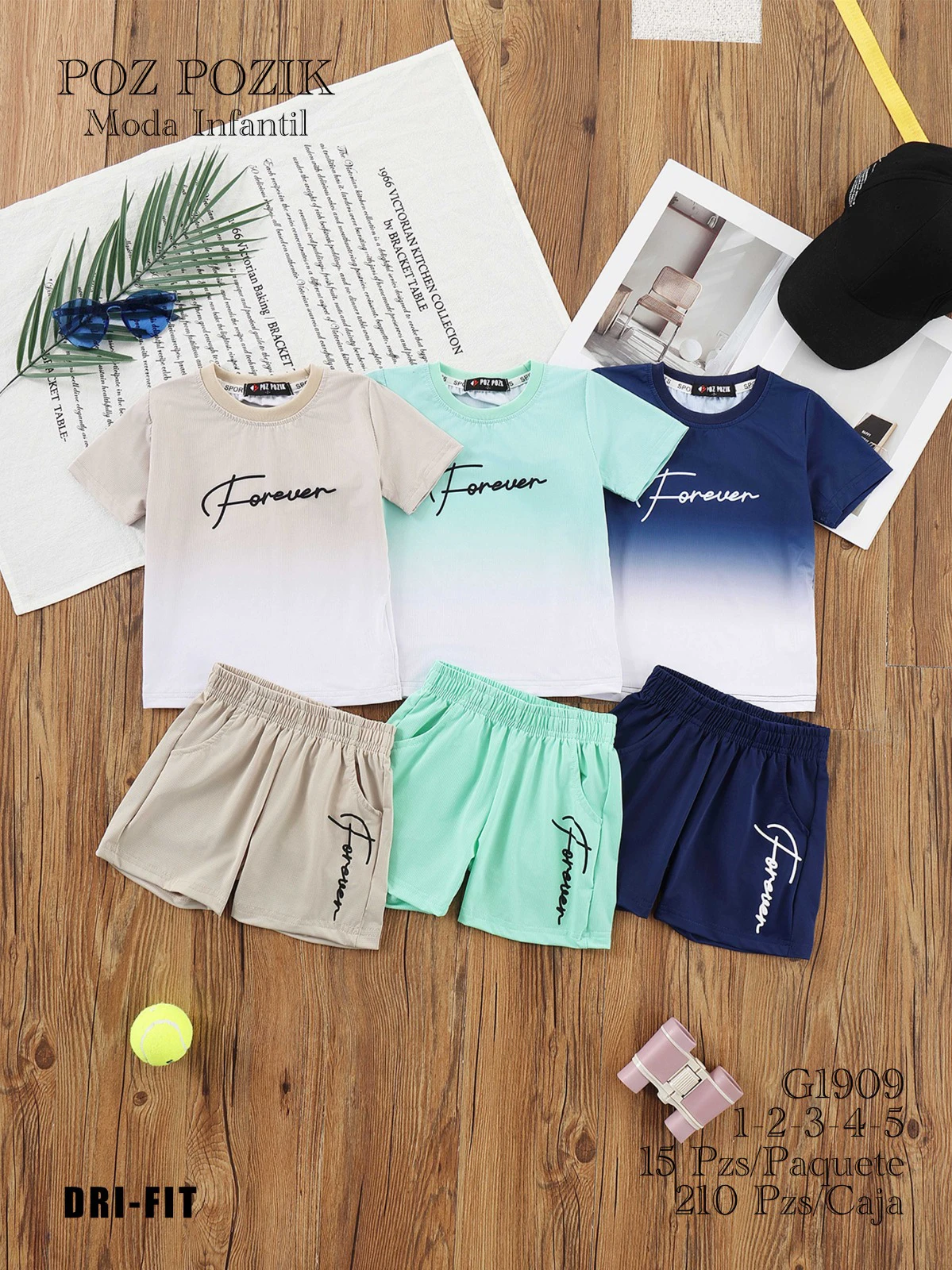 Conjunto de camiseta y shorts para niños-G1909
