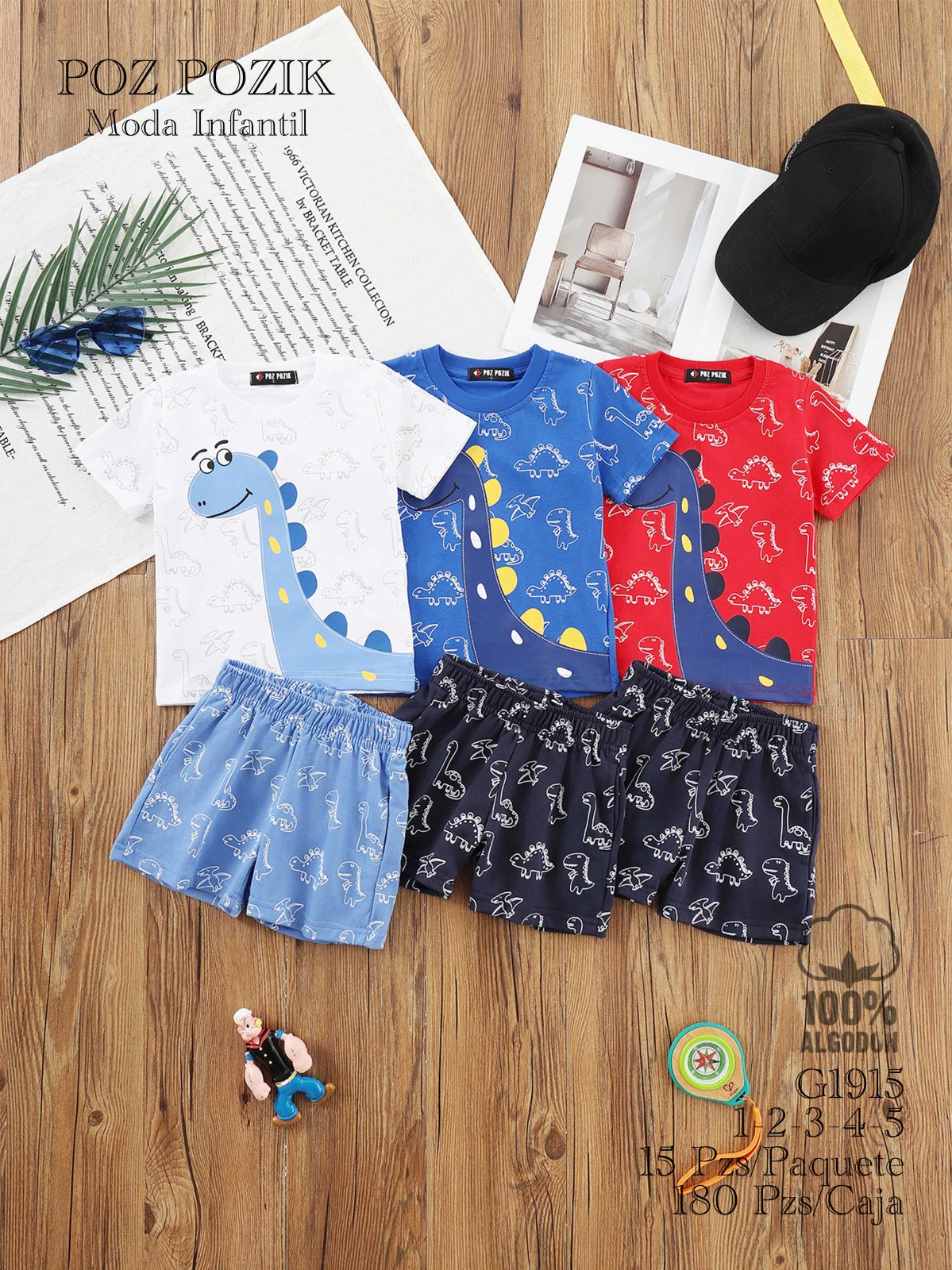 Conjunto de Playera y Short con Estampado de Dinosaurios-G1915