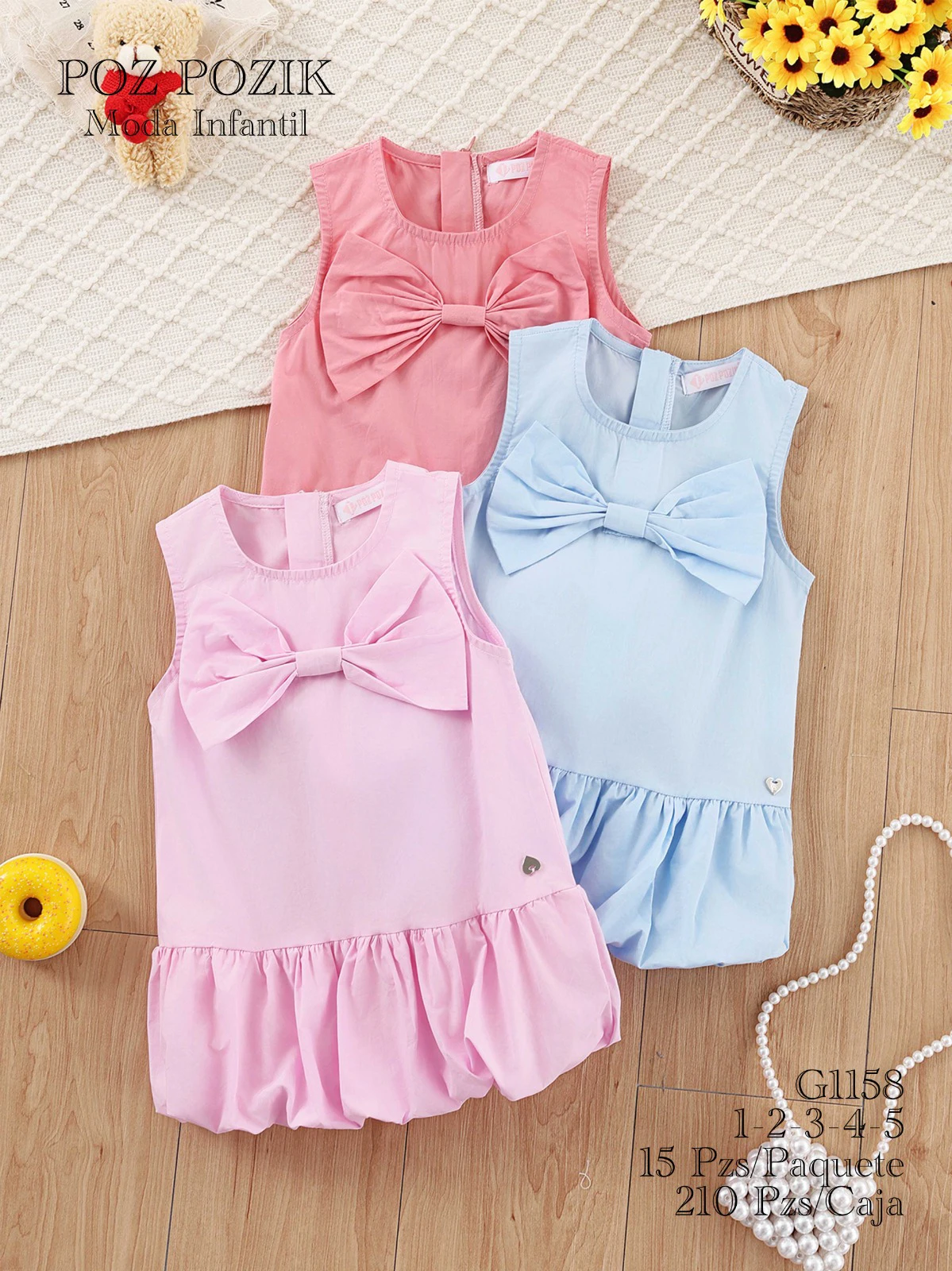Vestido sin mangas con lazo decorativo-G1158