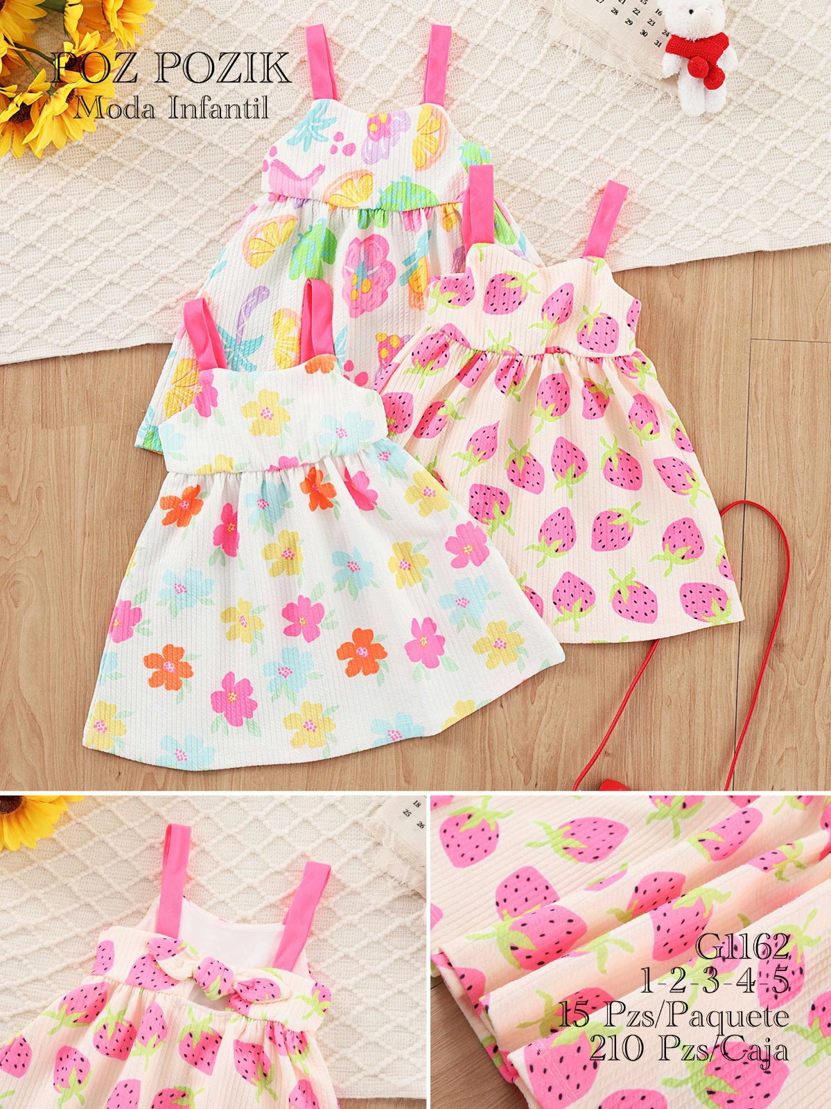 Vestidos de tirantes estampados para niña-G1162