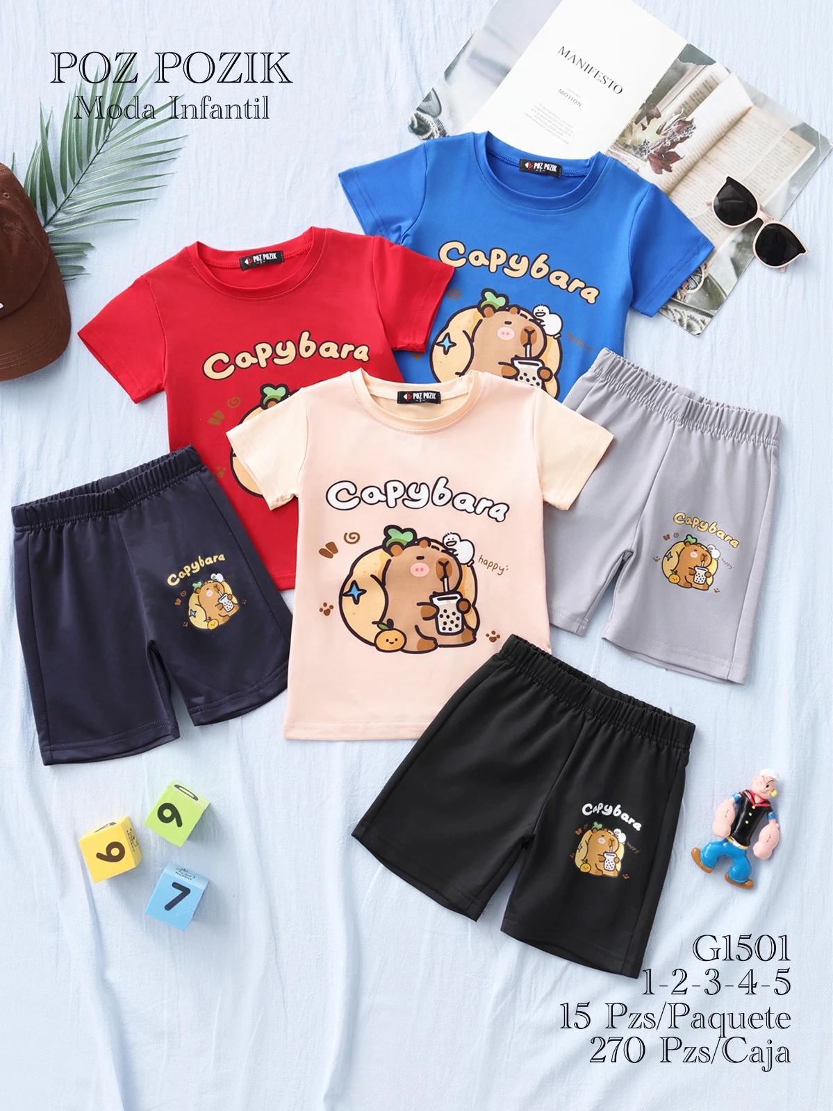 Conjunto Infantil de Playera y Short Estampado Capybara-G1501
