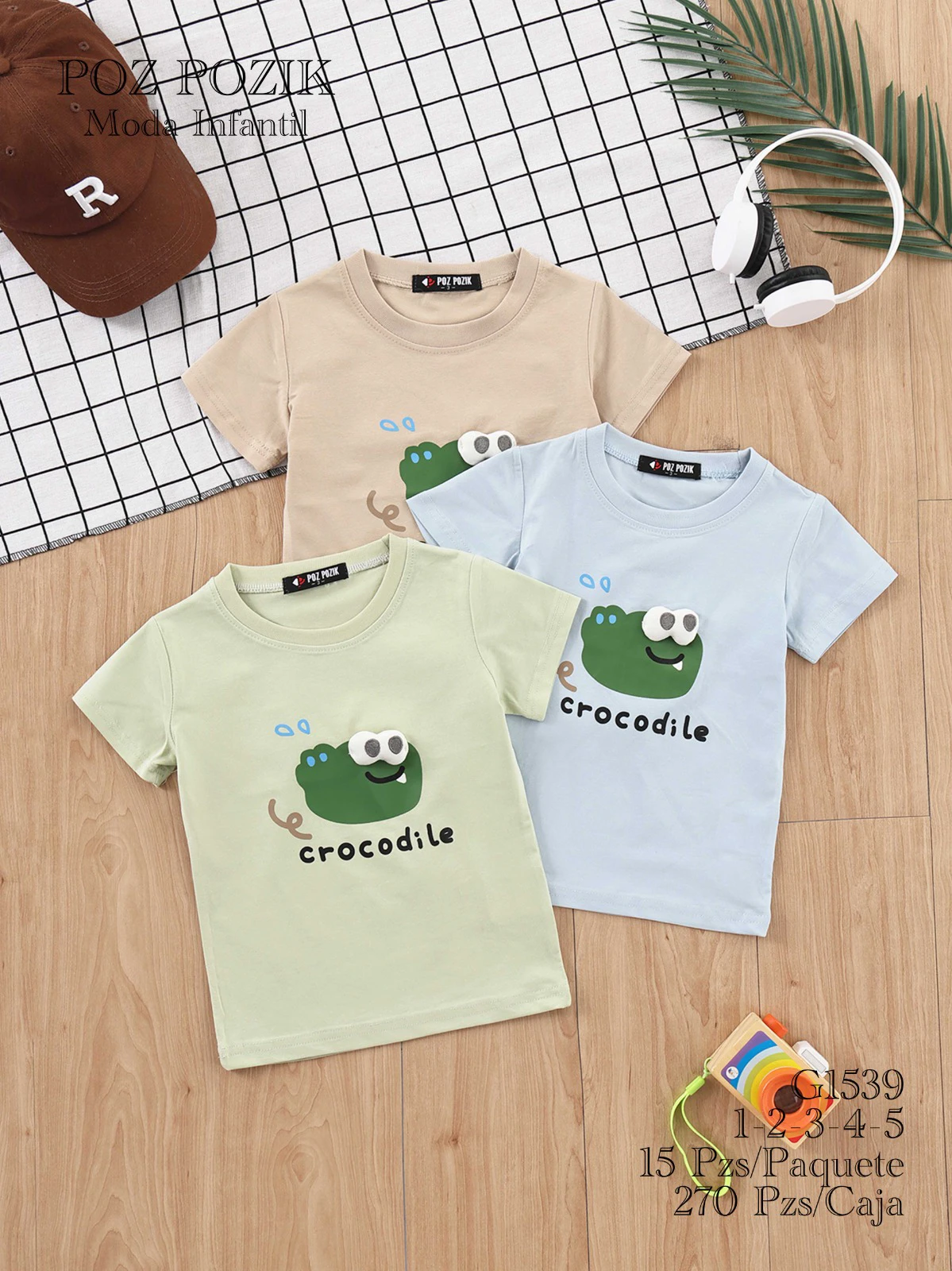 Camisetas infantiles con estampado de cocodrilo-G1539