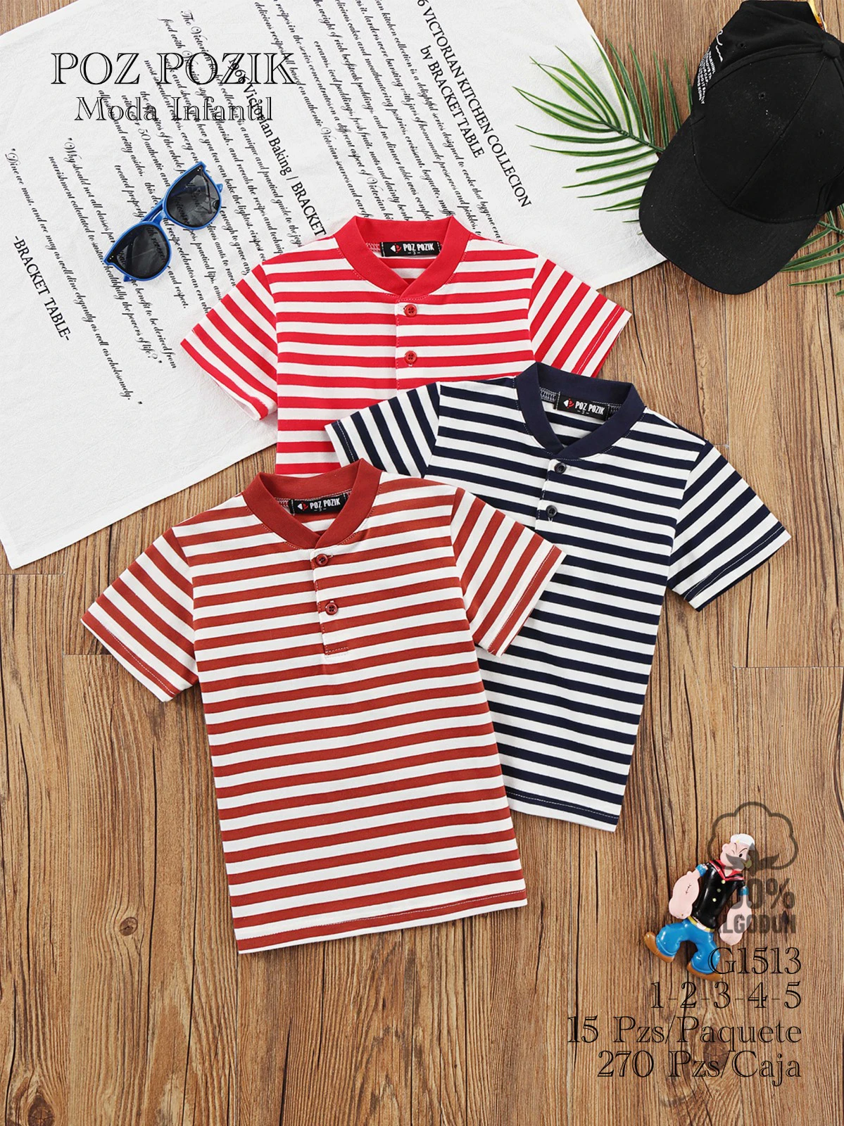 Playeras Rayadas de Manga Corta para Niño-G1513