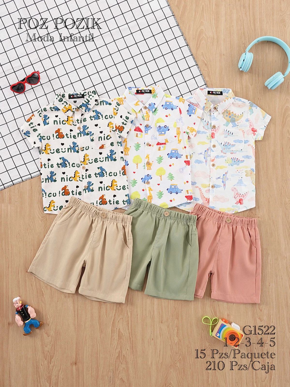 Conjunto de Camisa de Manga Corta y Shorts para Niño-G1522