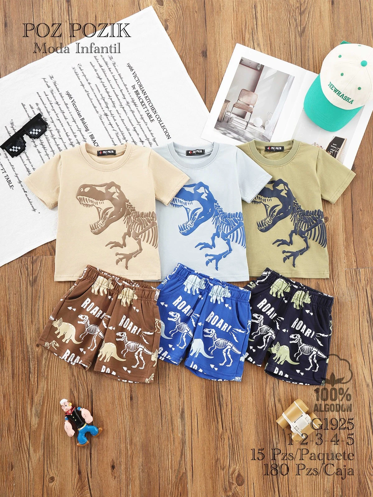 Conjunto de Playera y Shorts con Estampado de Dinosaurios-G1925
