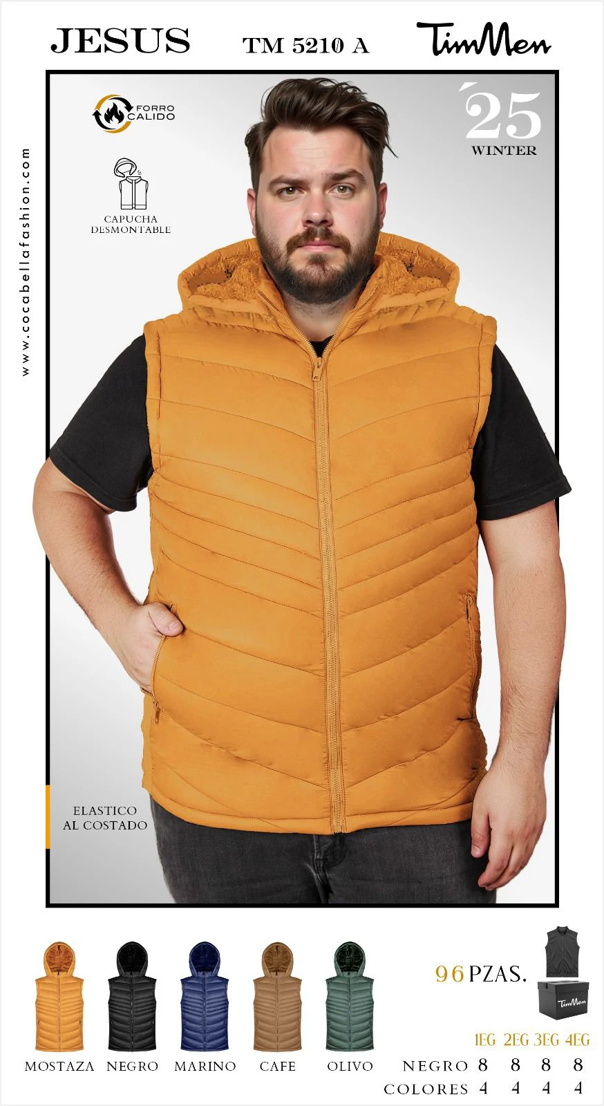 Chaleco acolchado con capucha desmontable Jesus-TM 5210 A