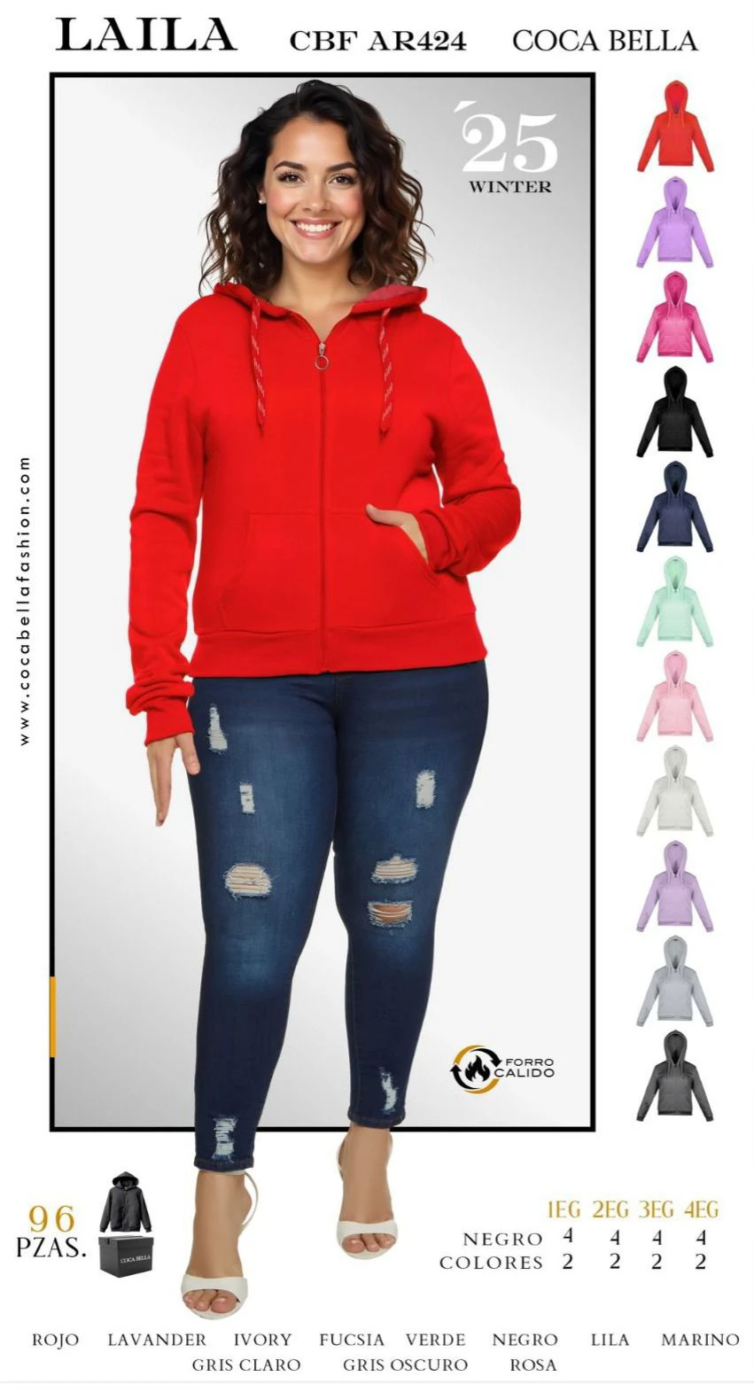 Sudadera con Capucha y Cremallera Laila-CBF AR424