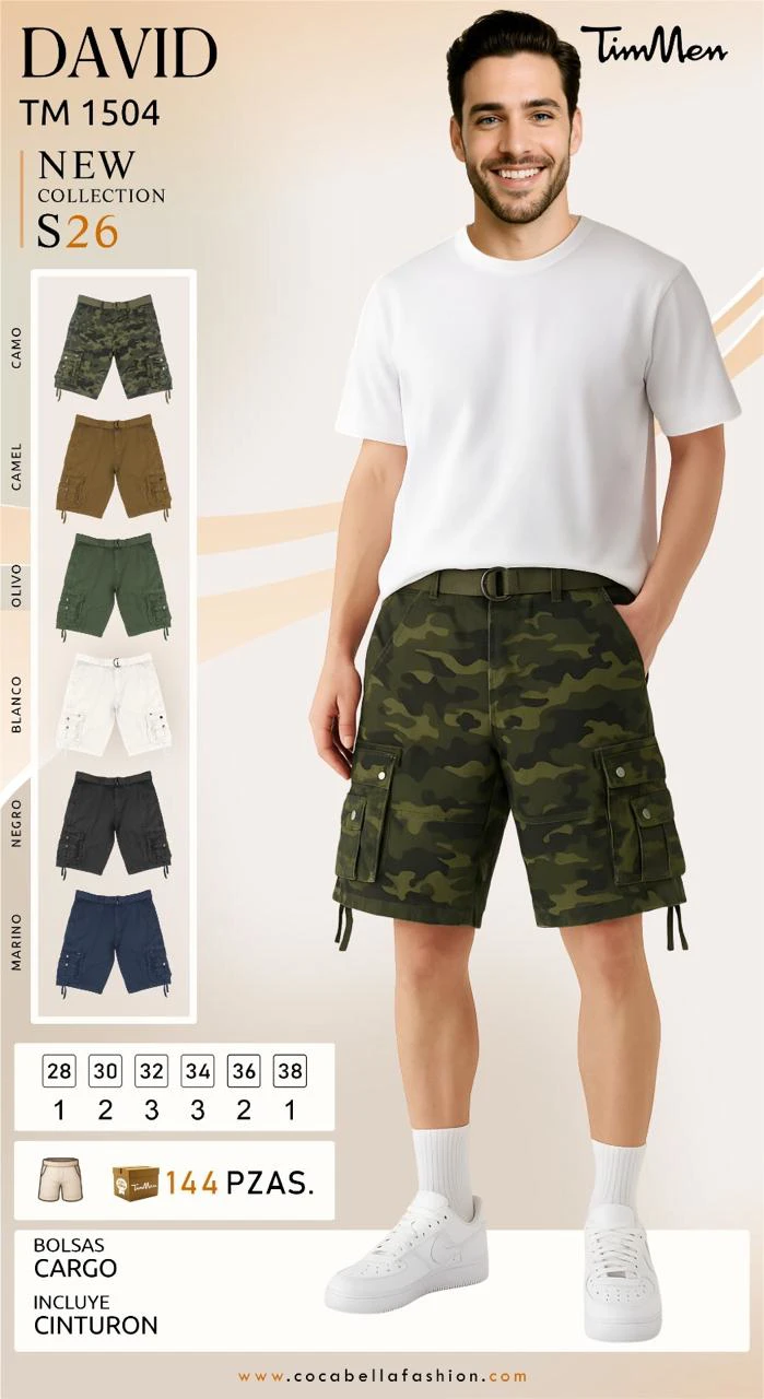 Shorts Cargo con Cinturón DAVID-TM 1504