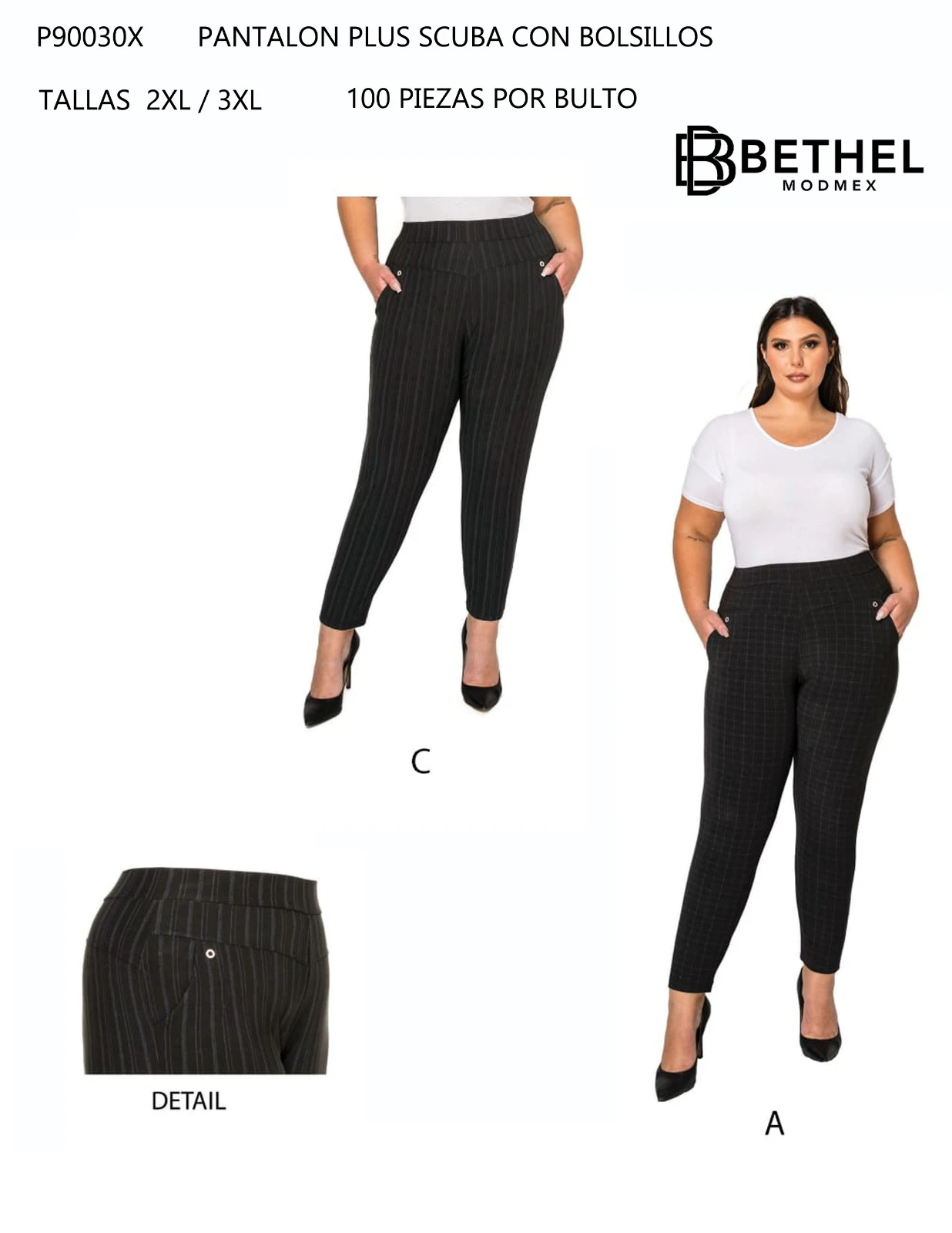 Pantalón Plus Scuba con Bolsillos-P90030X