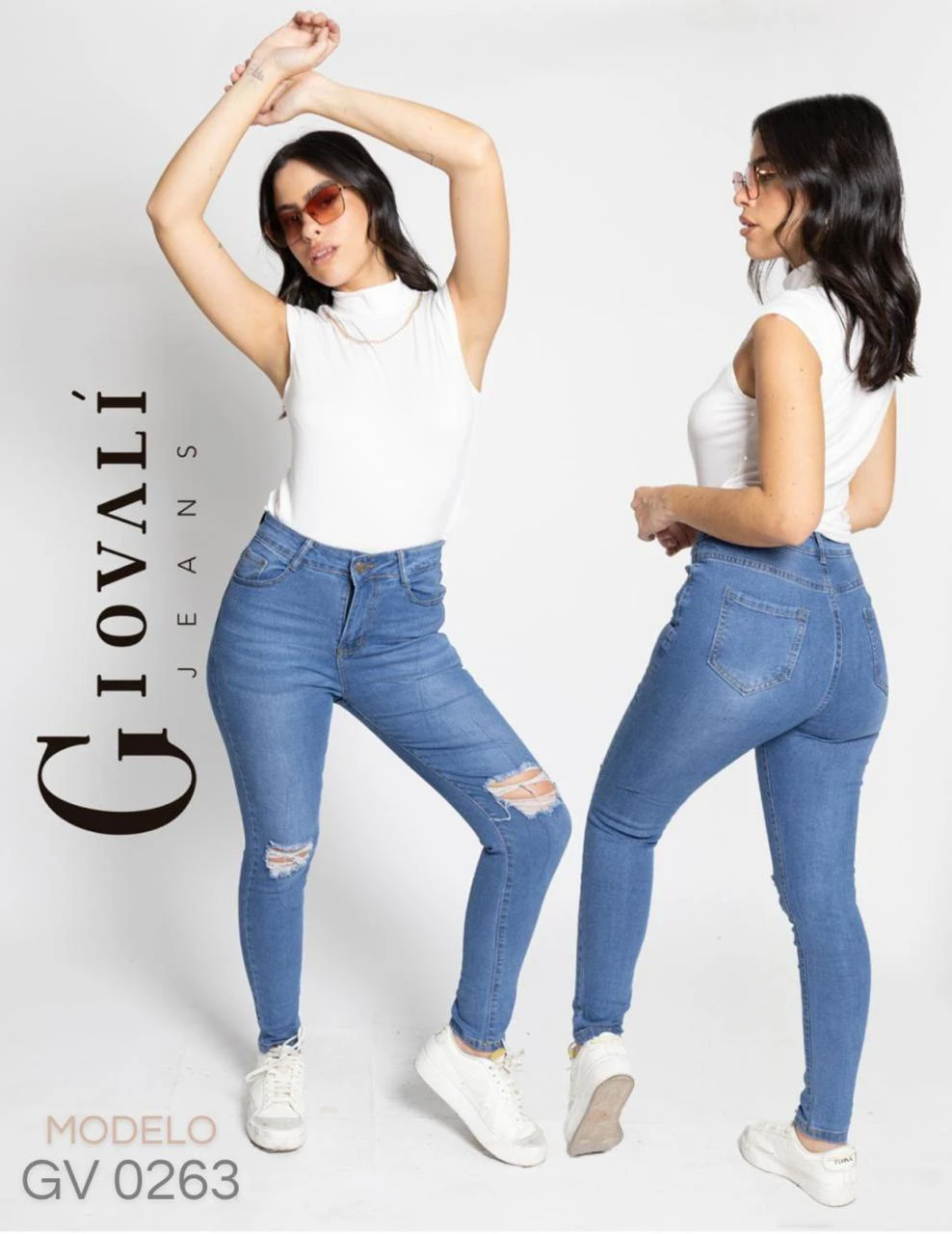 Jeans de dama con rasgaduras-GV0263