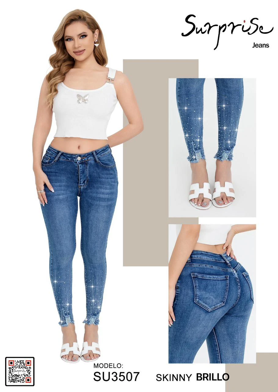Jeans Skinny con Brillos Surprise-3P-SU3507