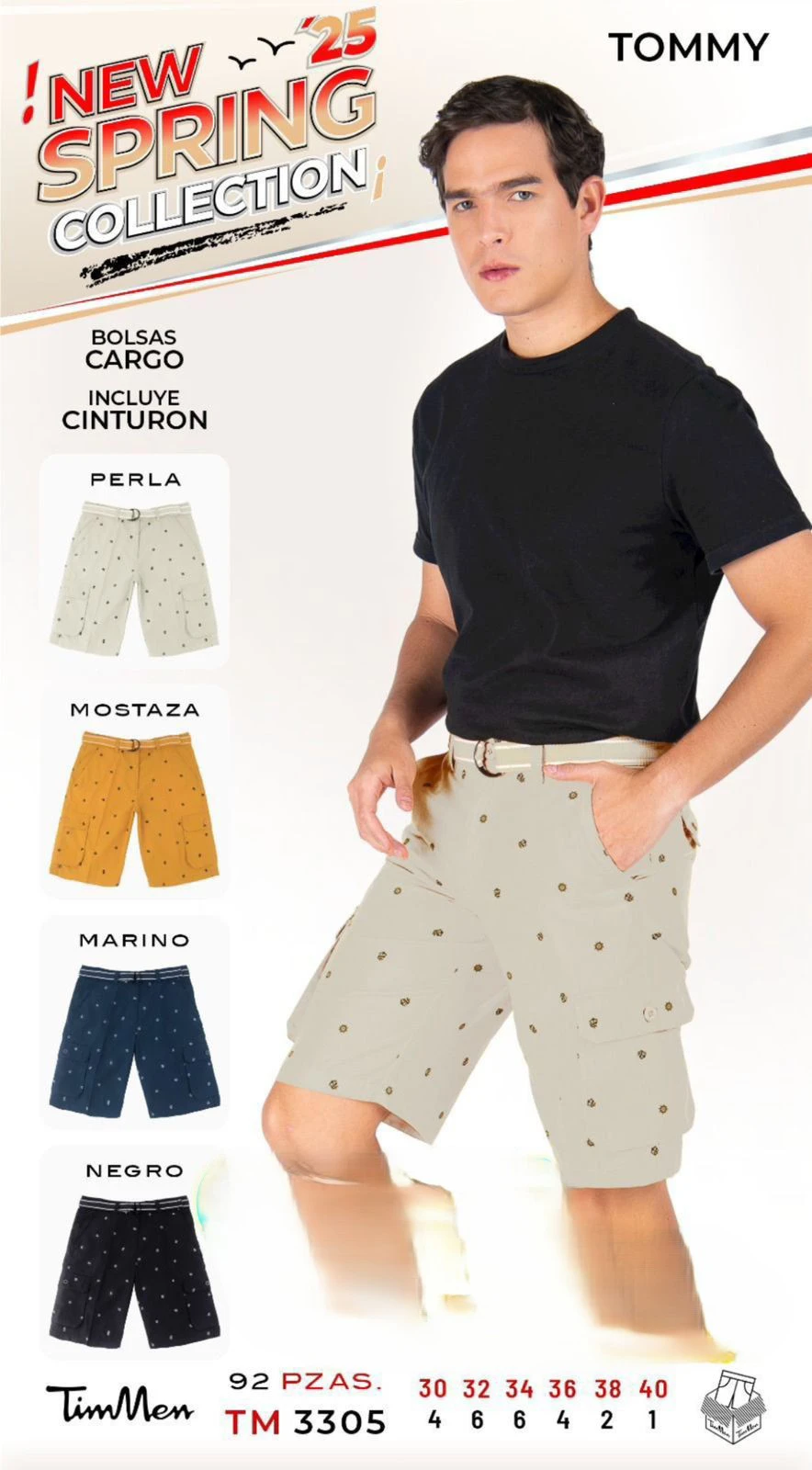Shorts Cargo con Cinturón para Hombre-TM 3305