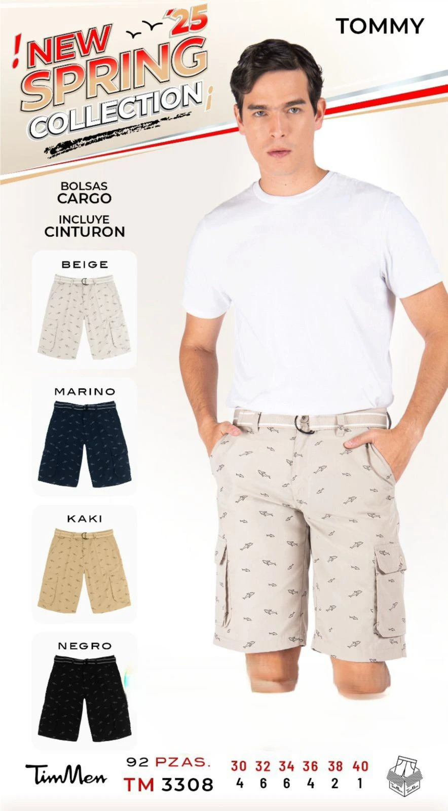 Shorts Cargo Estampado con Cinturón-TM 3308