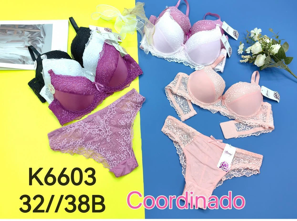 Conjunto de lencería de encaje-K6603