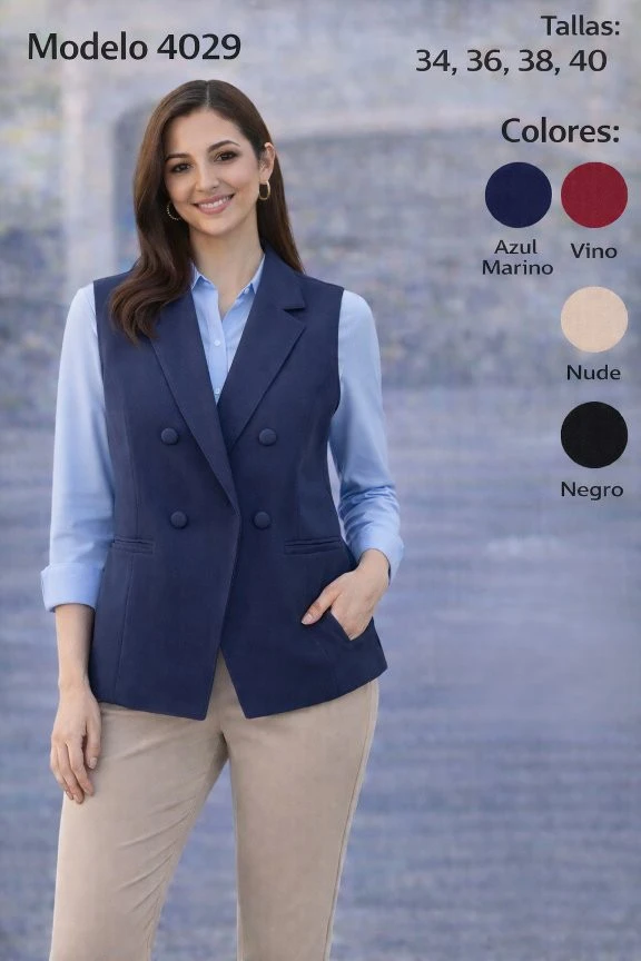 Chaleco de doble botonadura para mujer-4029