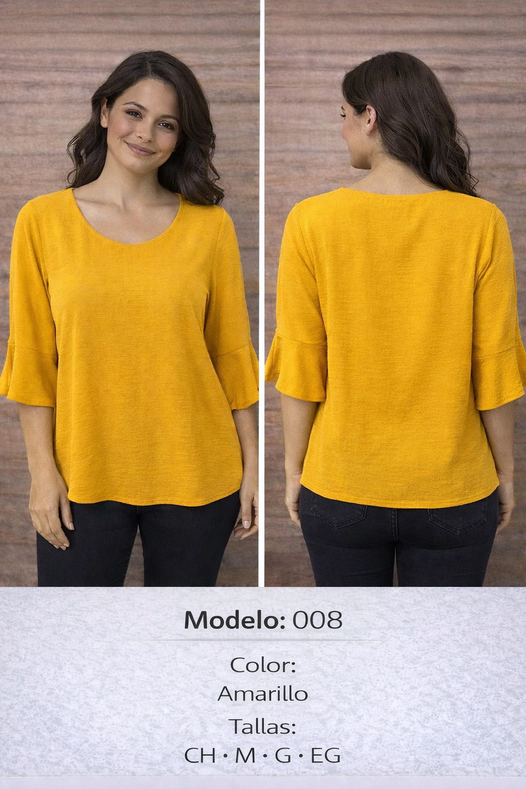 Blusa de mujer de manga 3/4-008