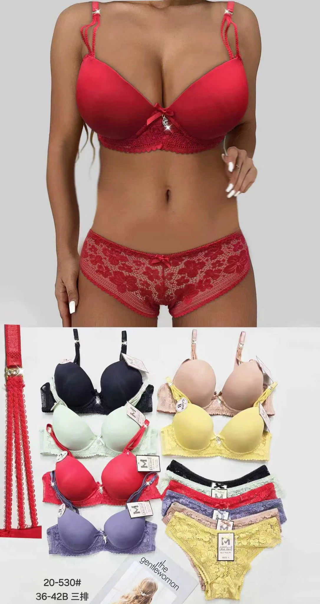 Conjunto de sujetador y panty de encaje-20-530