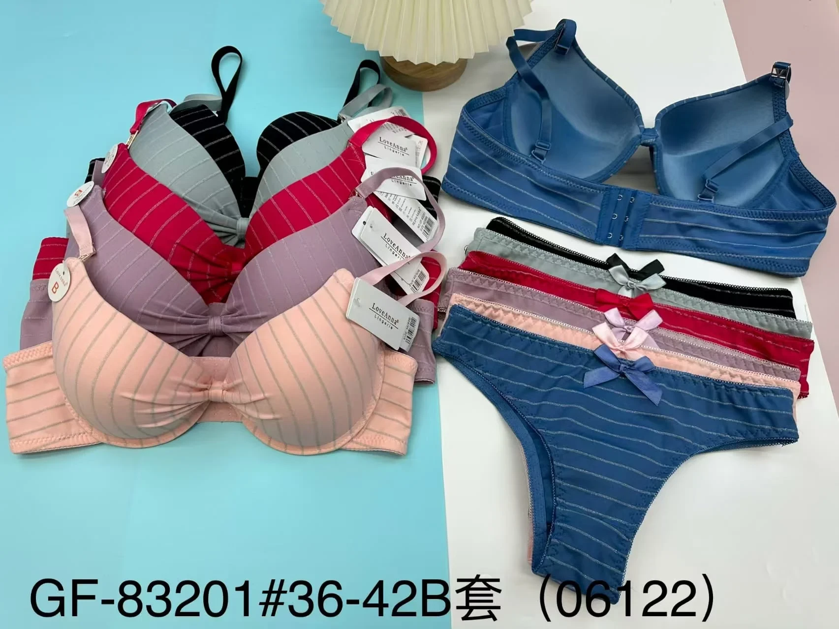 Conjunto de lencería con sujetador y braguitas a rayas-HS25-GF-83201
