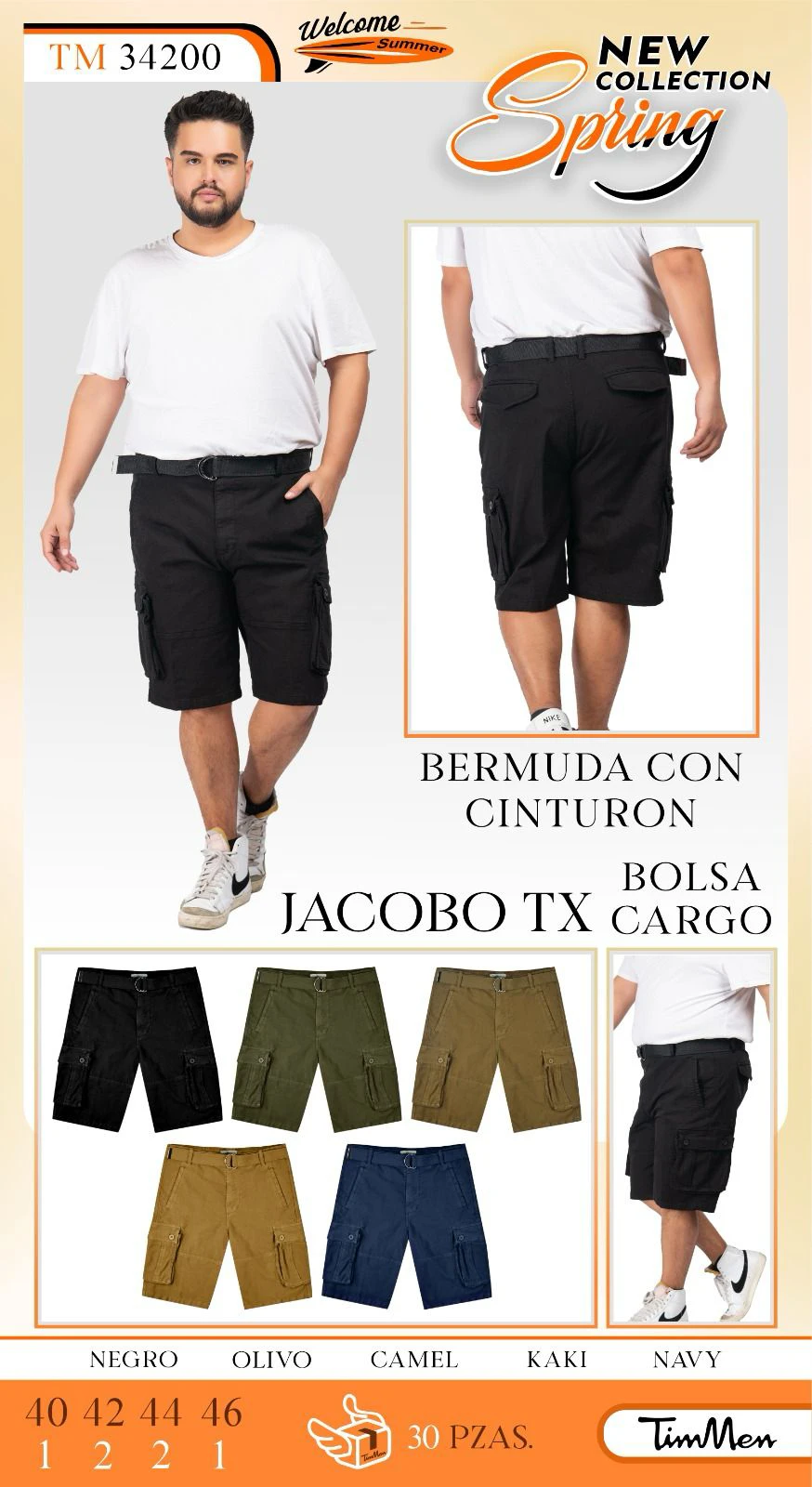 Bermuda Cargo con Cinturón Jacobo TX-TM 34200