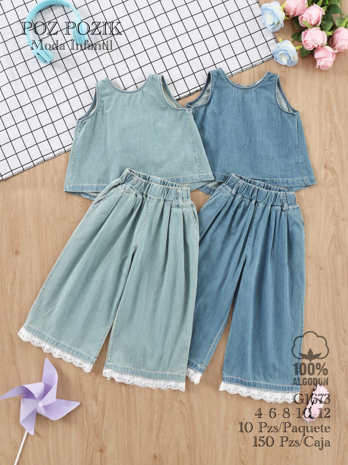 Conjunto de Top sin Mangas y Pantalón Ancho-G1673