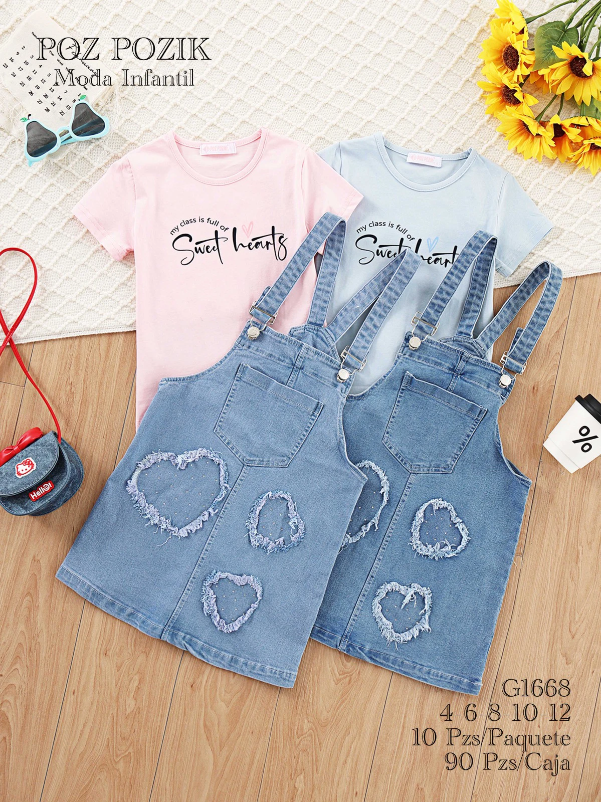 Conjunto de Playera y Overol de Mezclilla para Niña-G1668