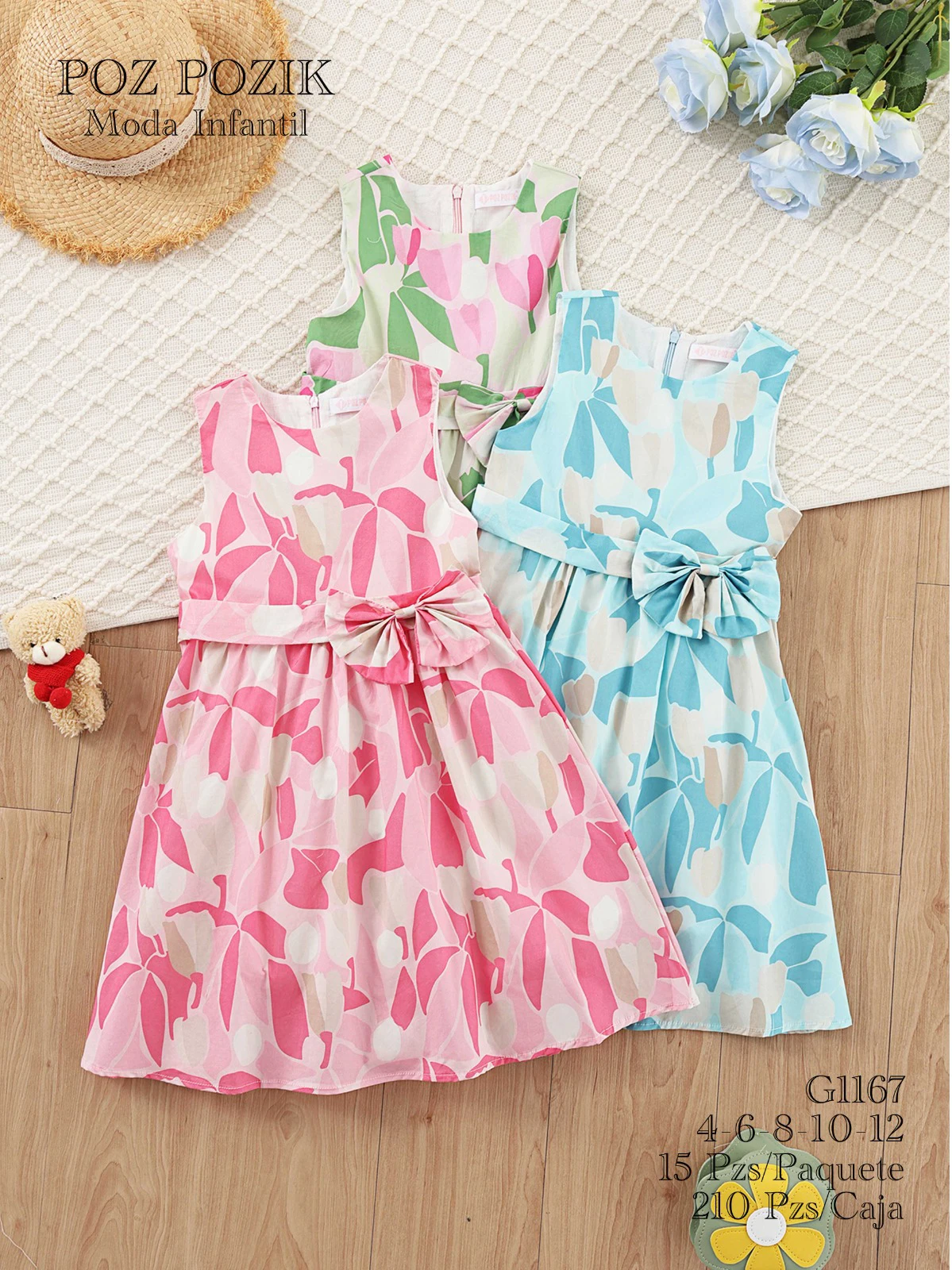 Vestido estampado floral con moño-G1167