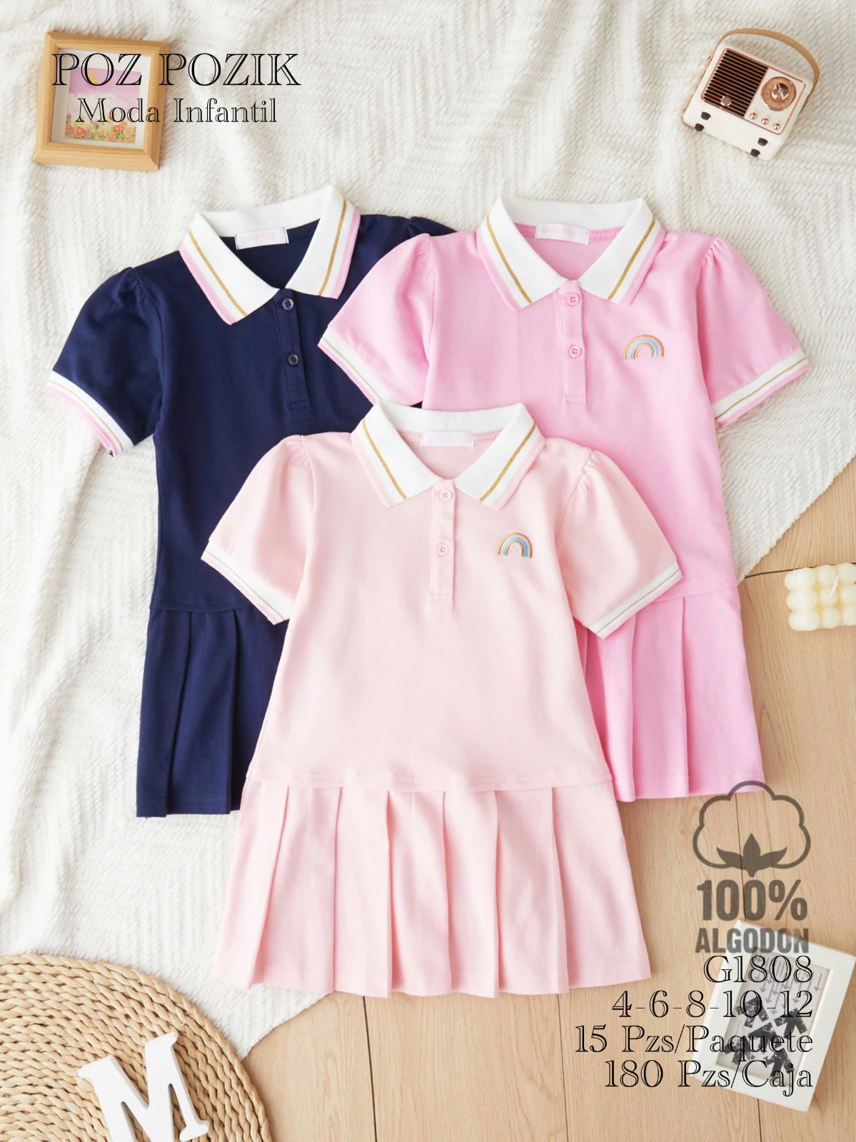 Vestido Polo con Plisado para Niña-G1808