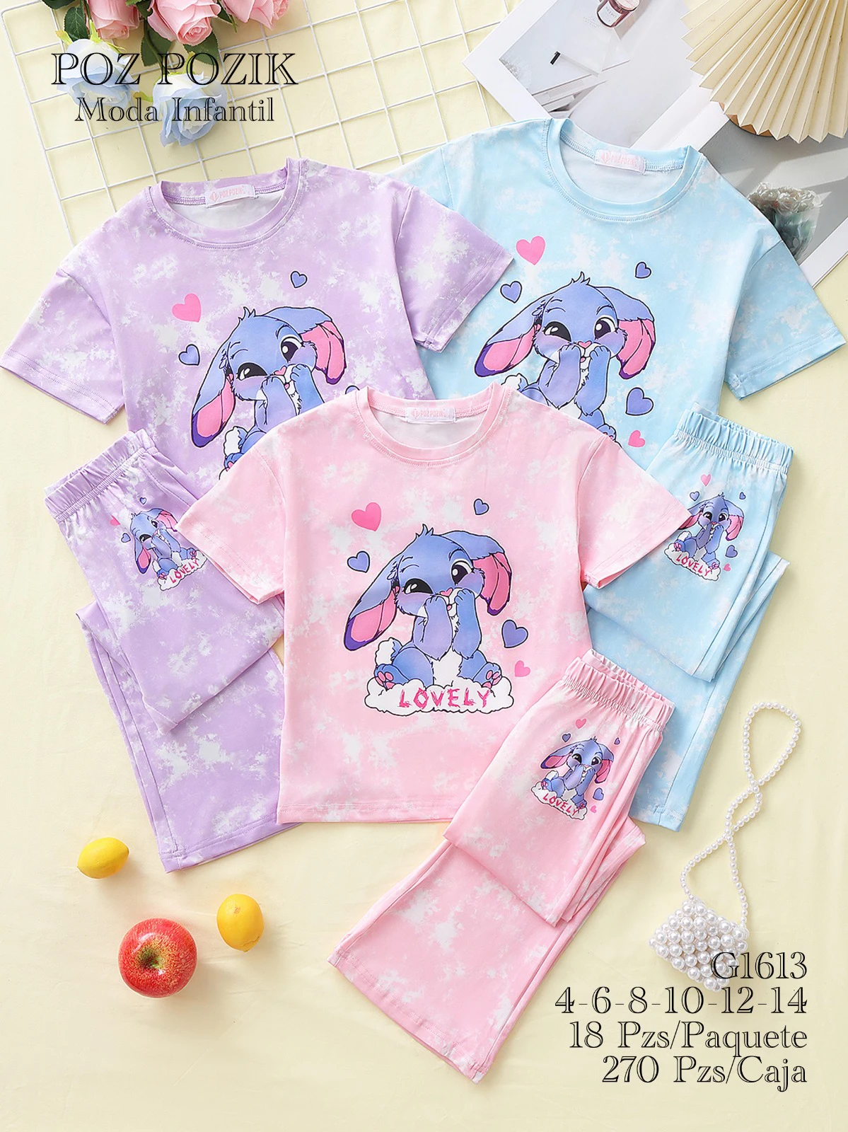 Conjunti de dos piezas con estampado de conejo-G1613