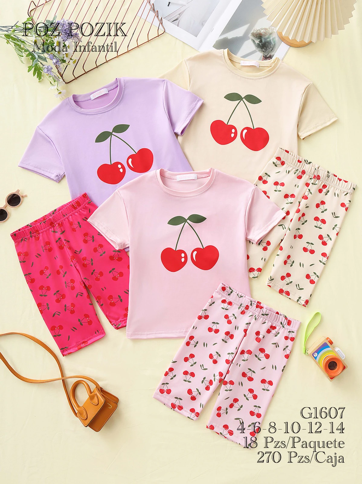 Conjunto de Pijama con Estampado de Cerezas-G1607