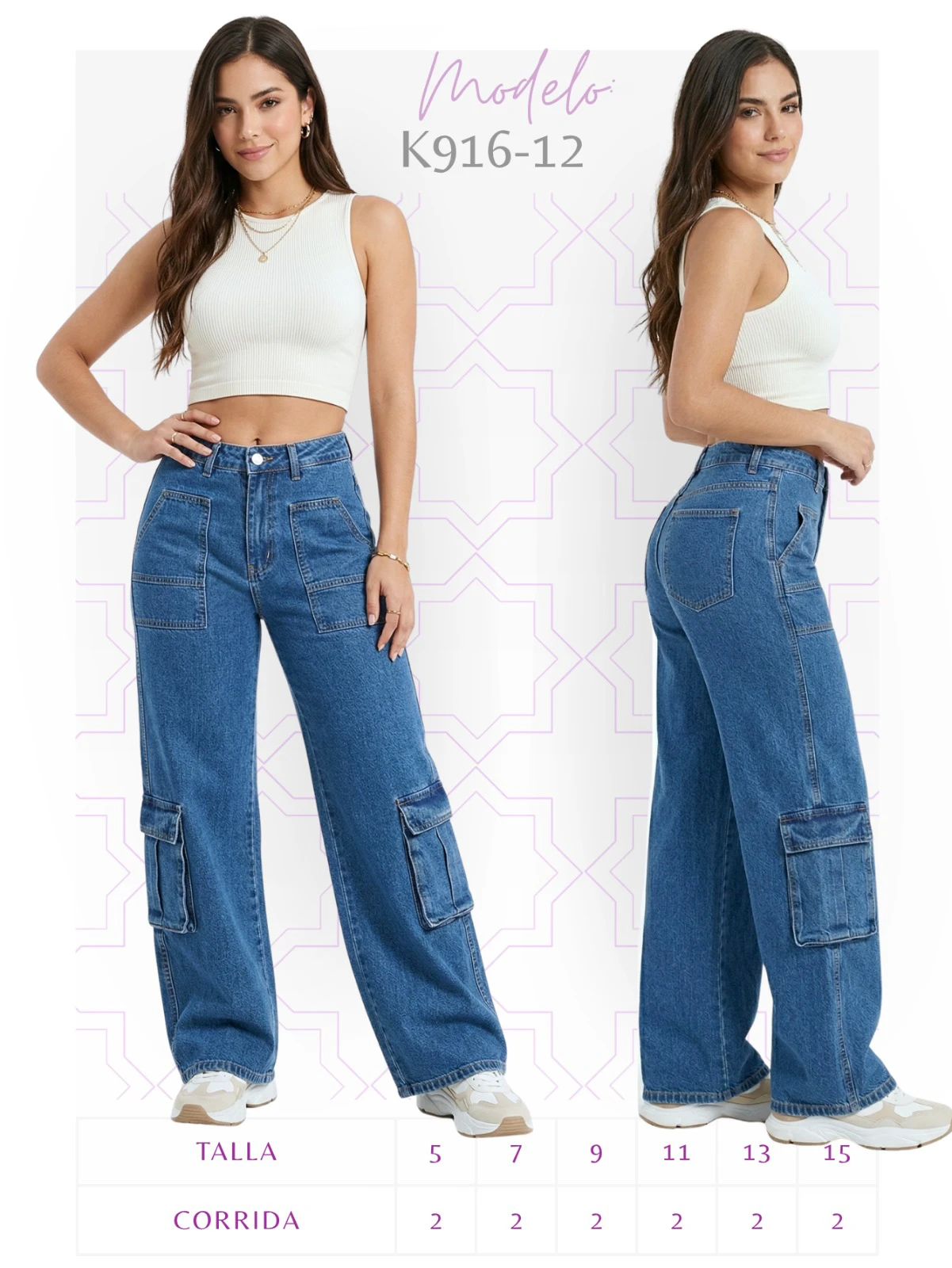 Jeans corte recto para mujer-K916-12