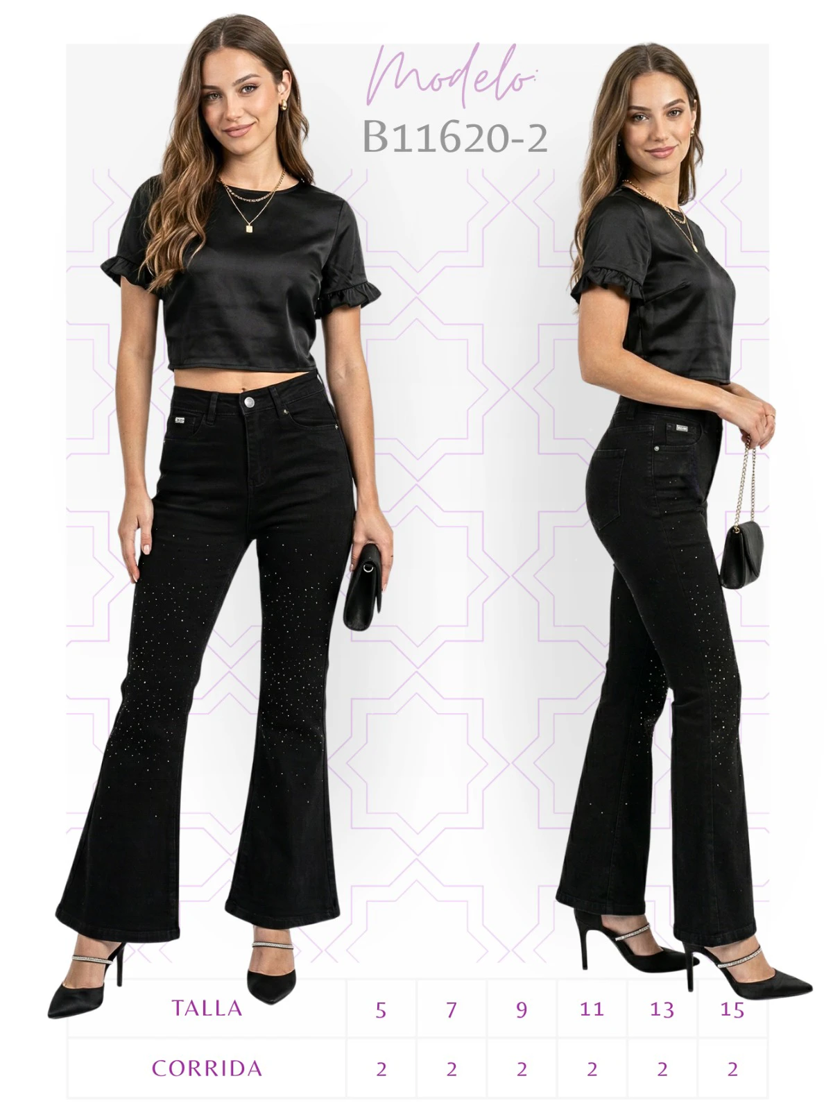 Jeans Acampanados con Pedrería-B11620-2