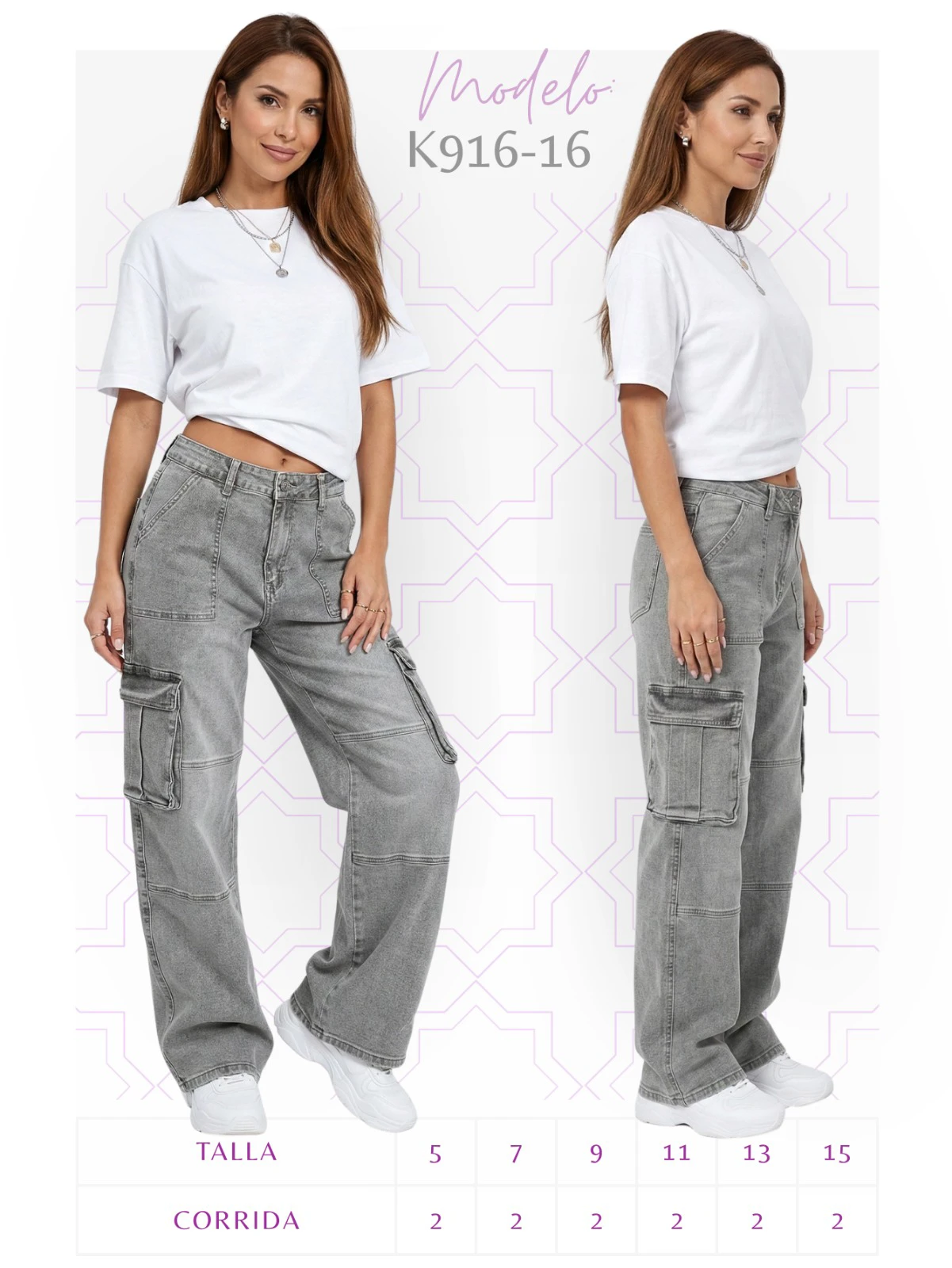Jeans Cargo para Mujer-K916-16