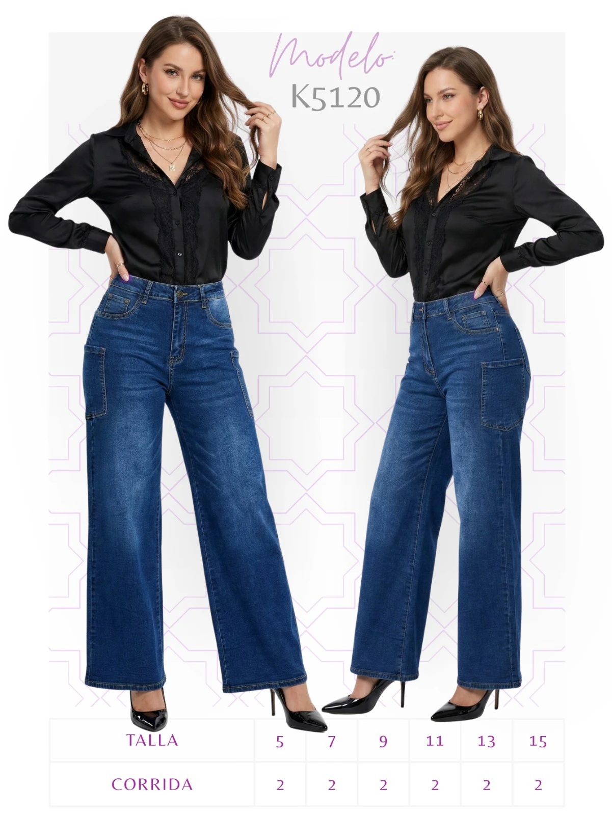 Jeans corte cargo para mujer-K5120