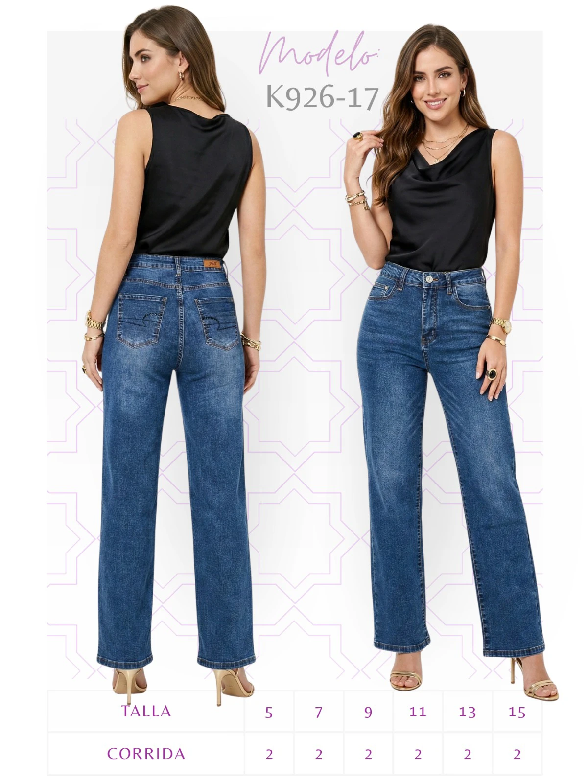 Jeans de corte recto para mujer-K926-17