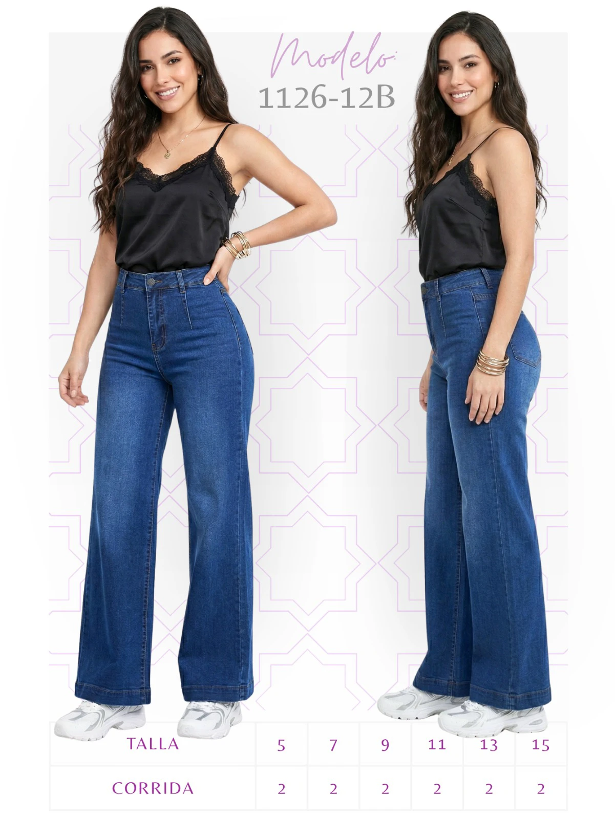 Jeans corte recto para mujer-1126-12B