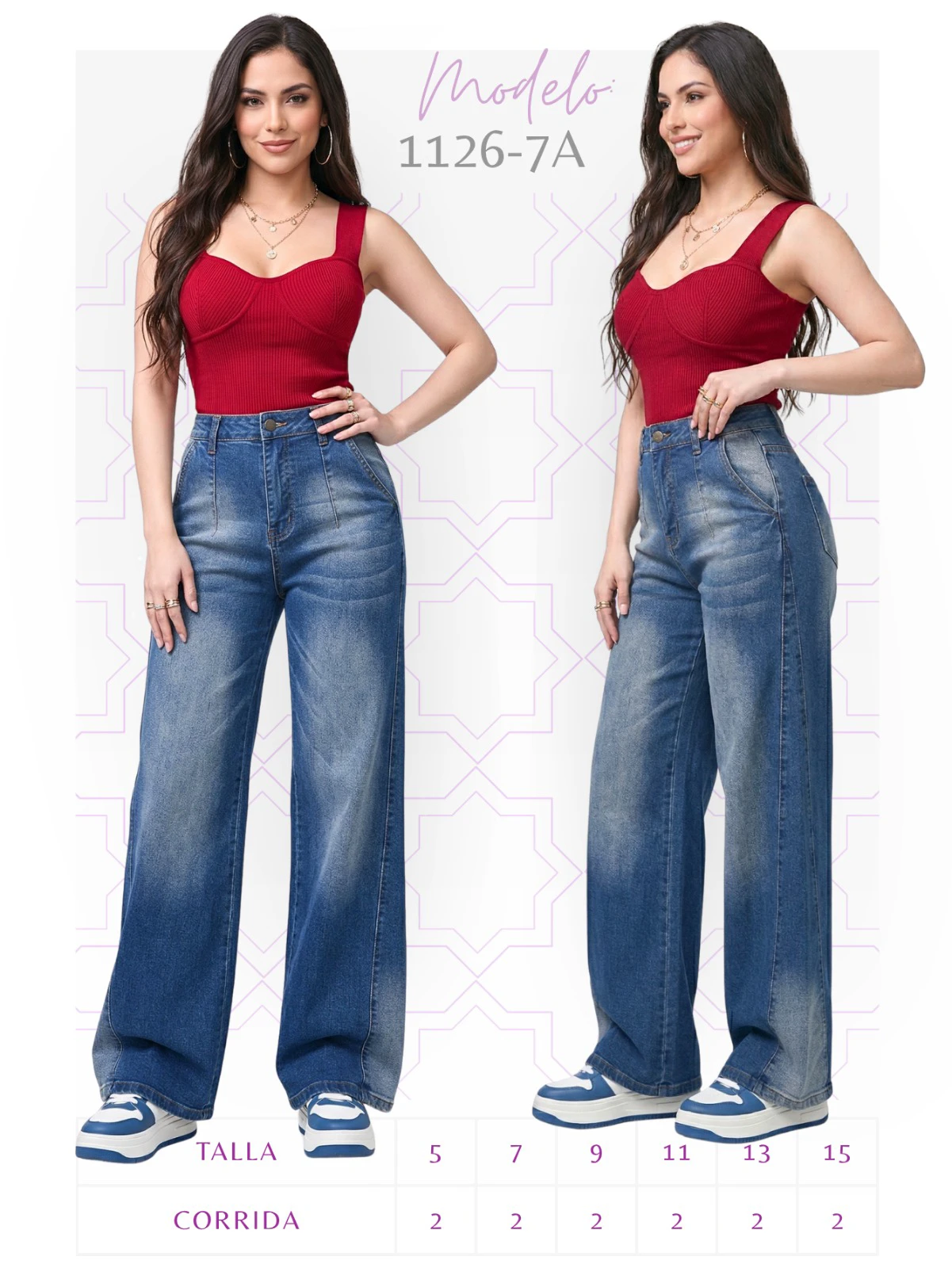 Jeans corte recto  para mujer-1126-7A