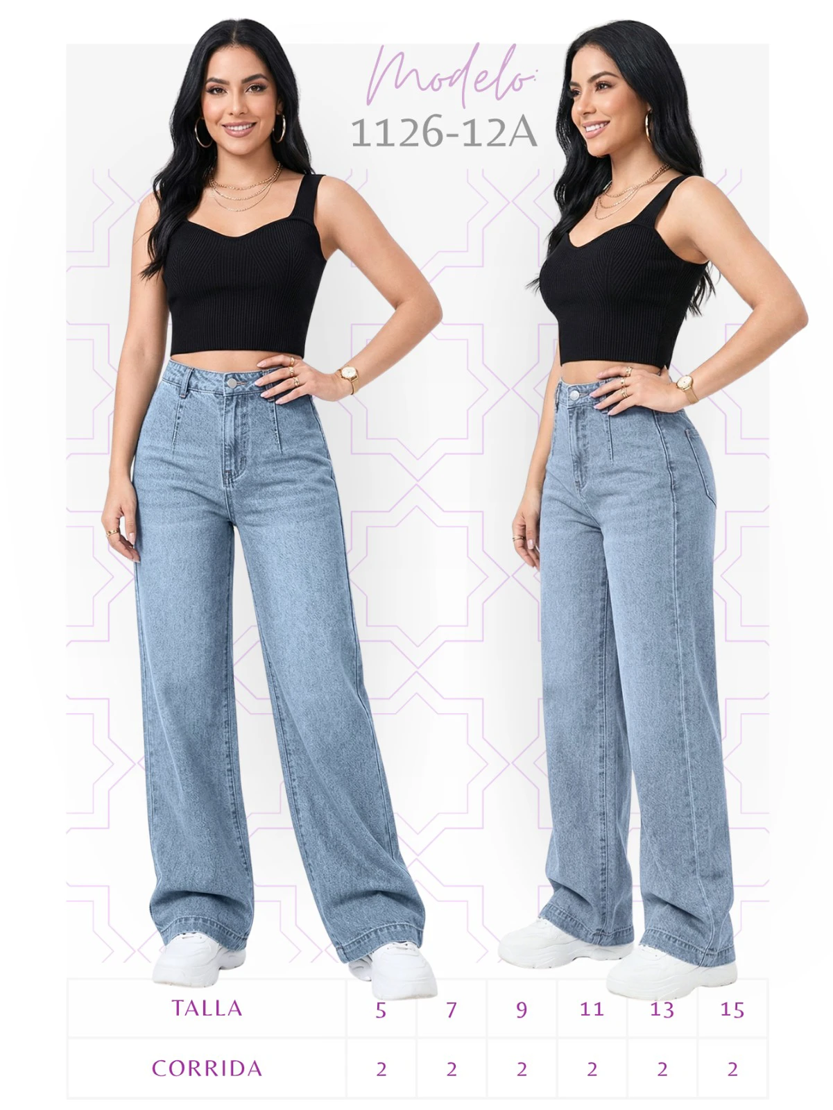 Jeans de Mezclilla de Corte Recto para Mujer-1126-12A