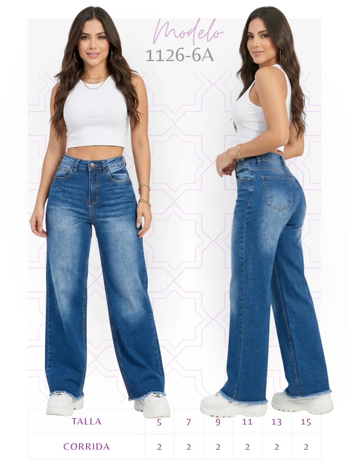 Jeans de mujer de corte recto-1126-6A