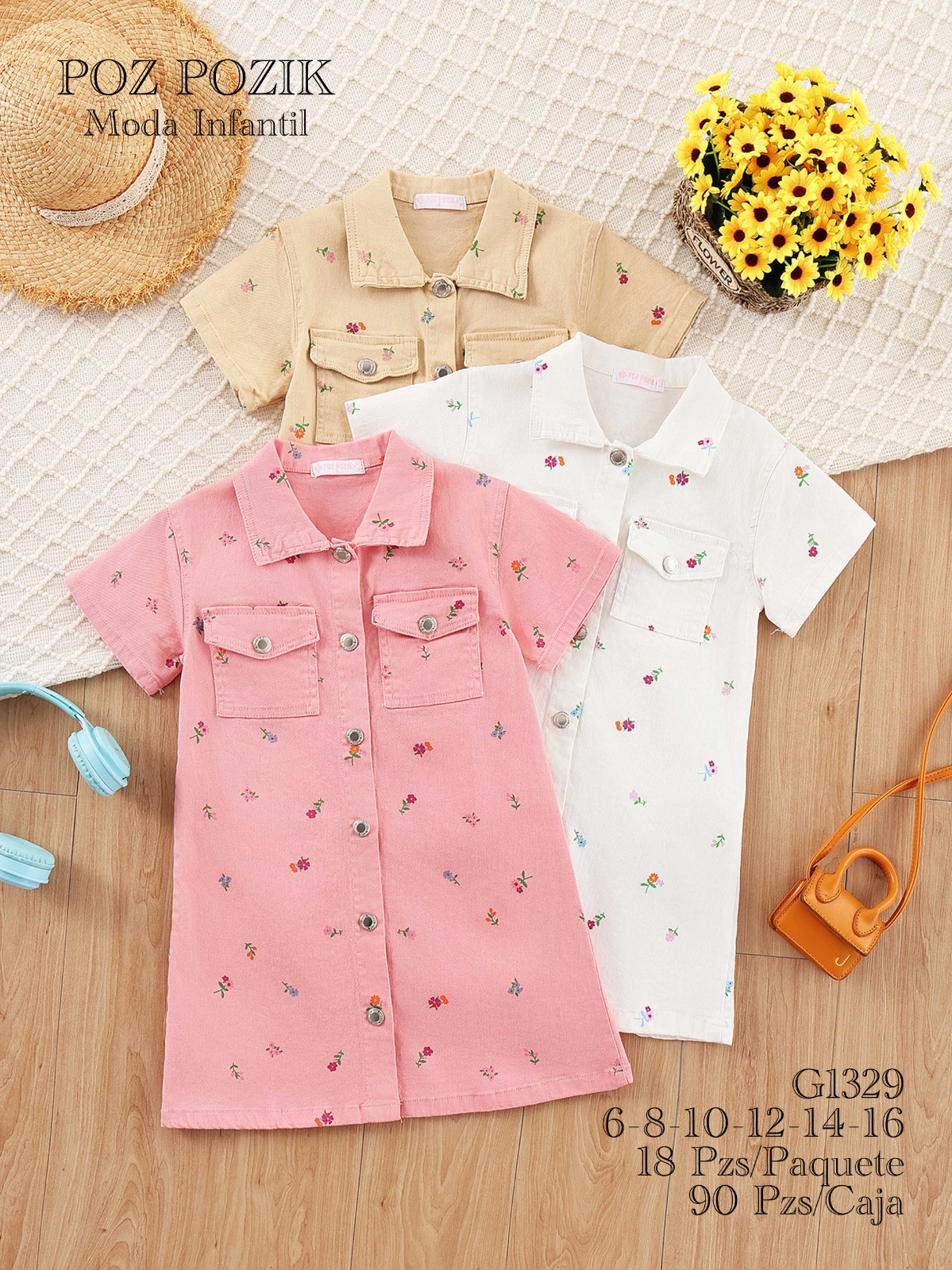 Vestido camisero con estampado floral-G1329