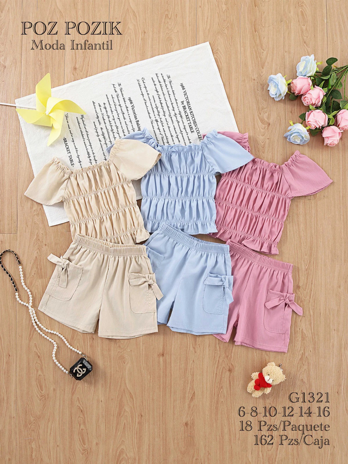 Conjunto de blusa y shorts-G1321